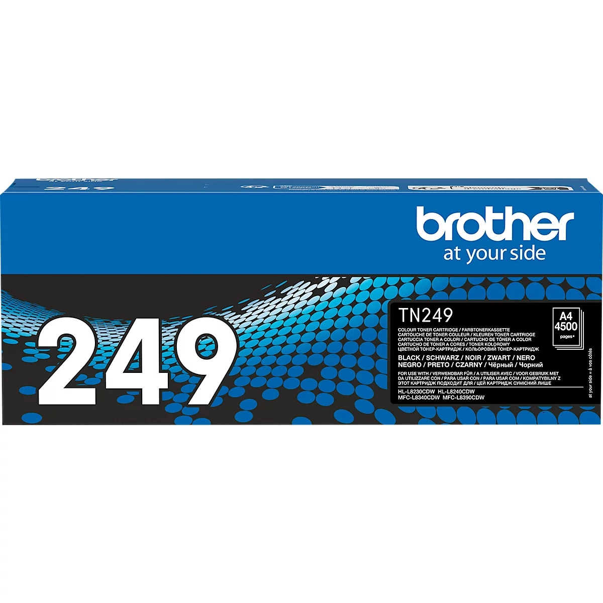 Toner original Brother TN-249BK, jusqu'à 4500 pages A4, noir
