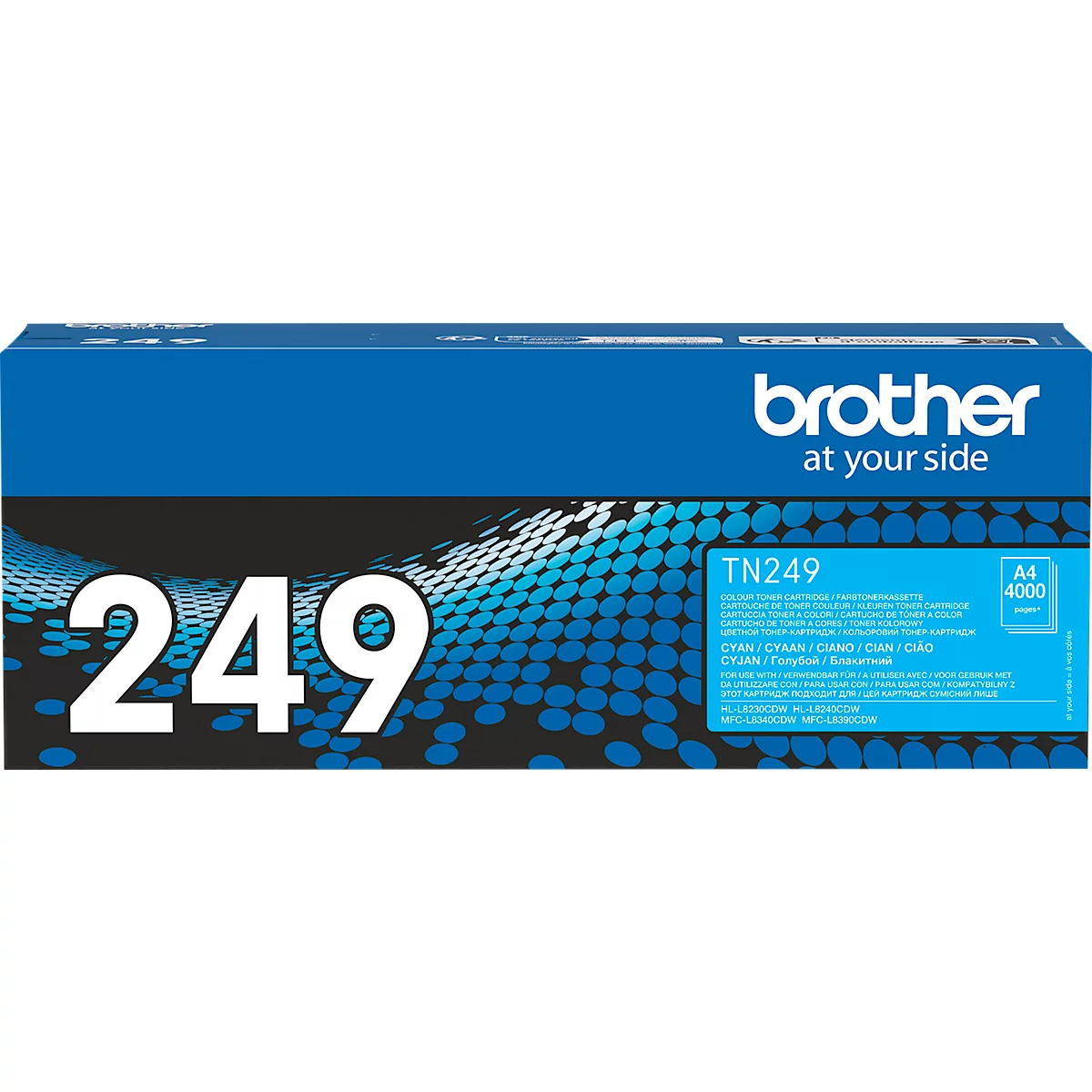 Toner original Brother TN-249C, jusqu'à 4000 pages A4, cyan