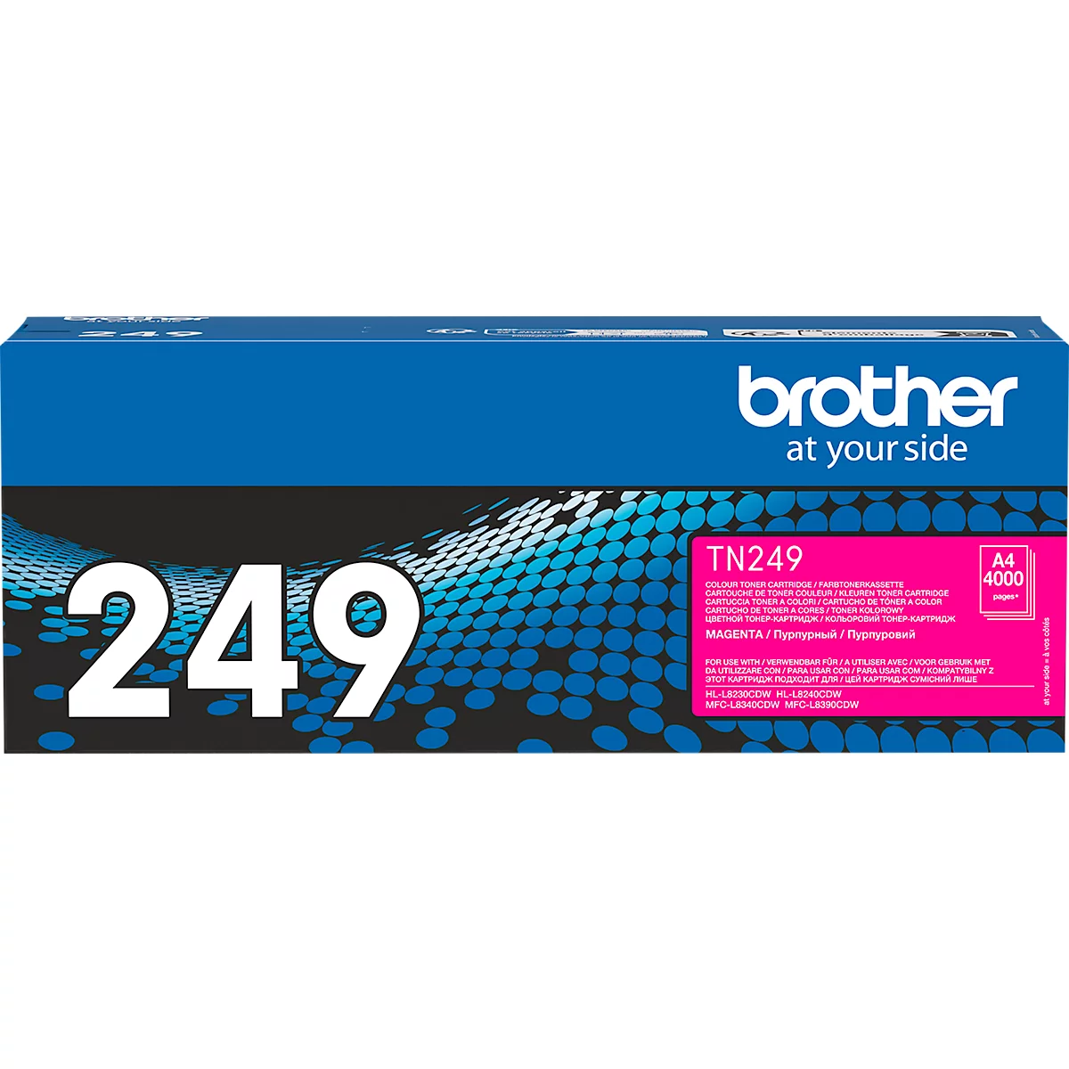 Toner original Brother TN-249M, jusqu'à 4000 pages A4, magenta
