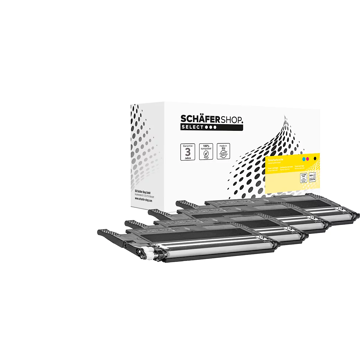 Toner Sparset Schäfer Shop Select, compatible avec HP 117 Serie CMYK, env. 1000 pages DIN A4 noir &amp; env. 700 pages DIN A4 cyan/magenta/jaune chacun