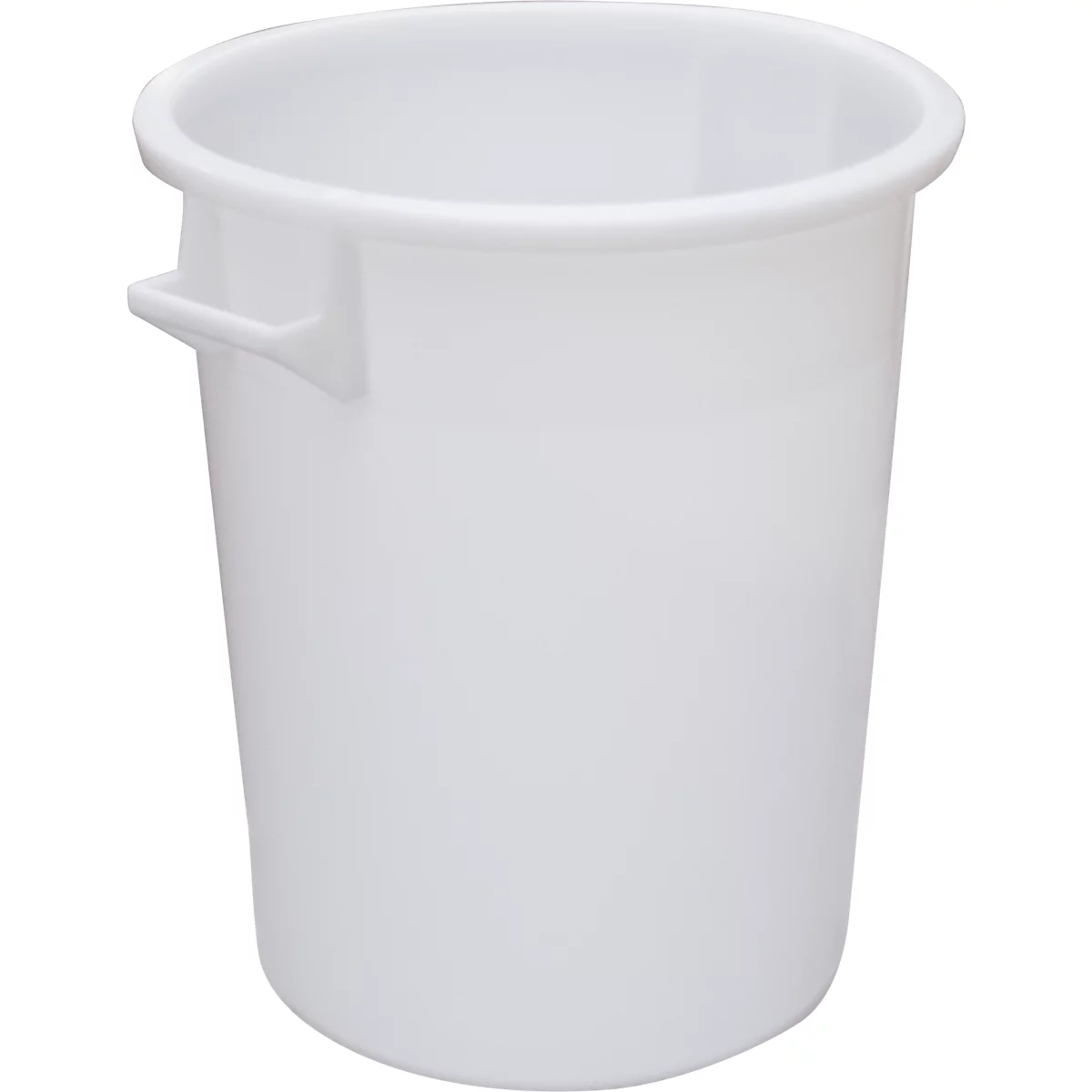 Tonneau, avec poignées, 75 l, Ø 482 x H 570 mm, convient pour aliments, résistant à la température, empilable, HDPE recyclable, blanc