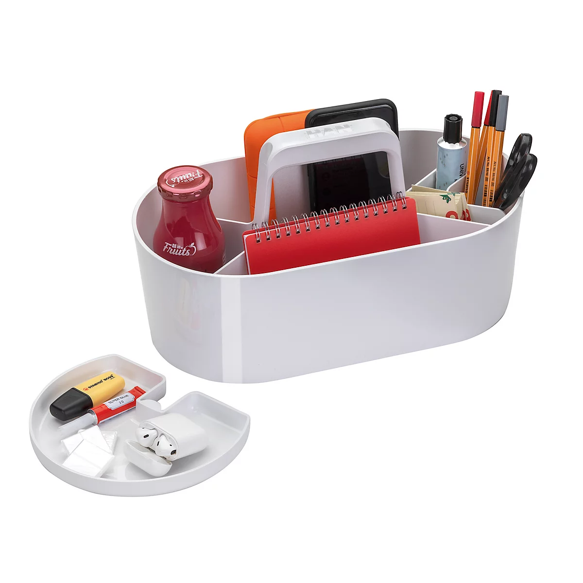 Toolbox HAN Loft, tragbar, mit 4 Fächern, herausnehmbare Ablageschale, B 330 x T 179 x H 175 mm, Kunststoff, schneeweiß