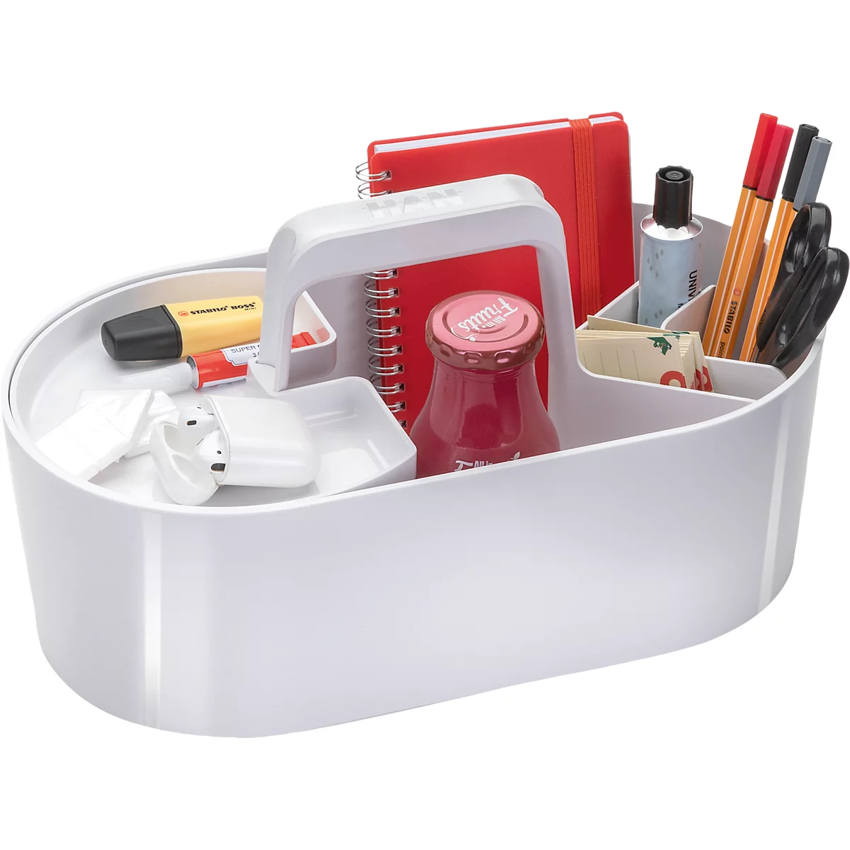 Toolbox HAN Loft, tragbar, mit 4 Fächern, herausnehmbare Ablageschale, B 330 x T 179 x H 175 mm, Kunststoff, schneeweiß