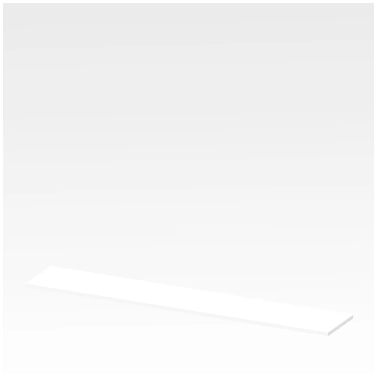 A rectangular white object lies on a white surface against a white background.