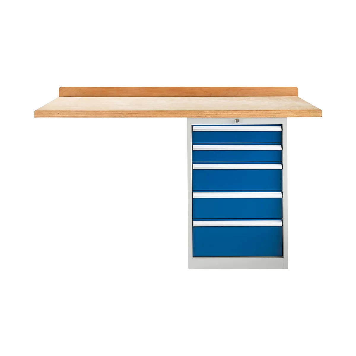 TOP-werkbank, Werkbank met kast, 5 schuifladen, aanbouweenheid, 1500 mm breed