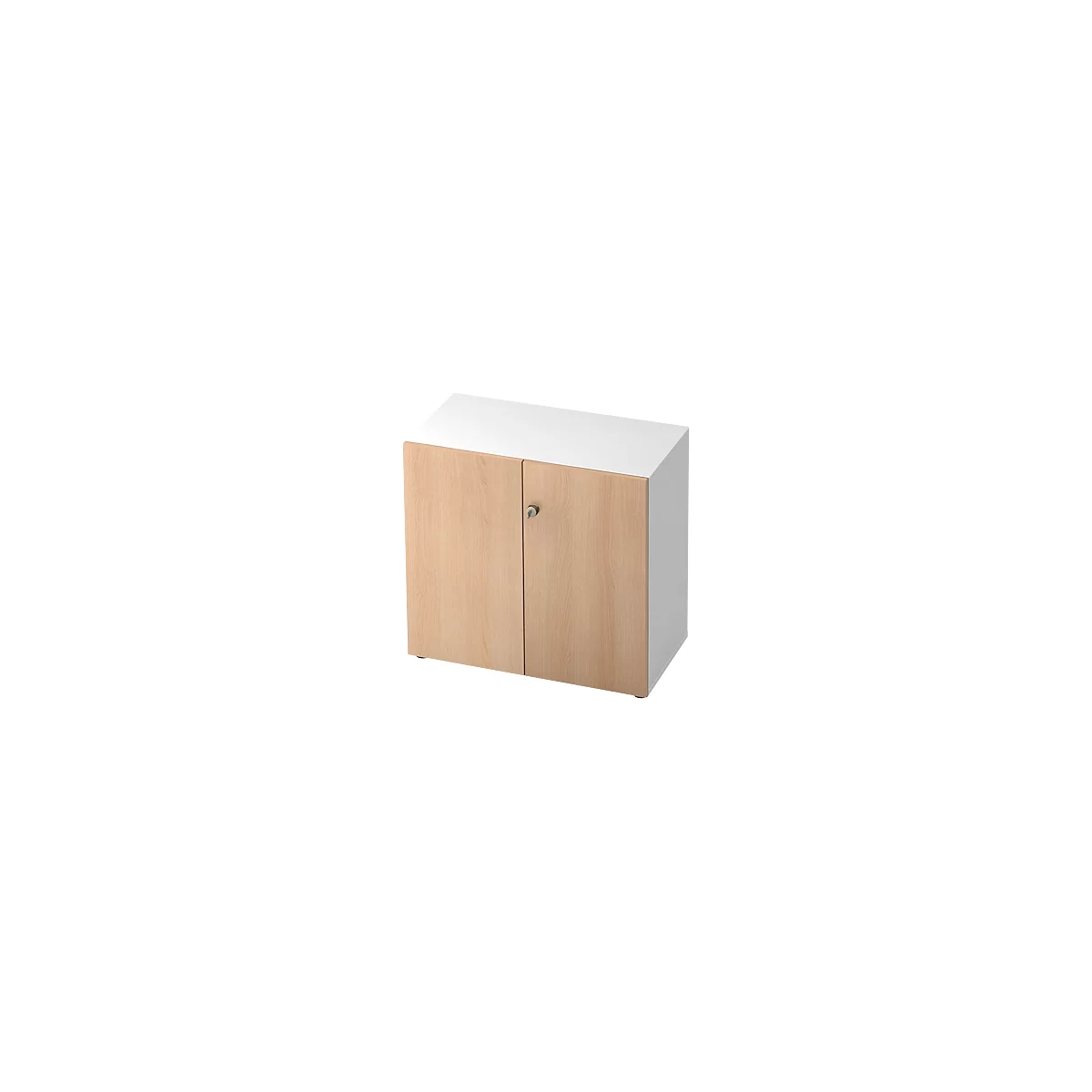 TOPAS LINE archiefkast, 2 dossierhoogtes, afsluitbare deuren, decor wit/eiken