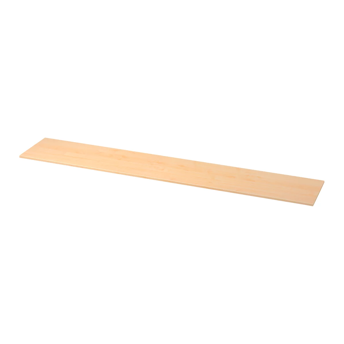 A long, light brown piece of wood, rectangular, slightly oblique. Wood grain visible.