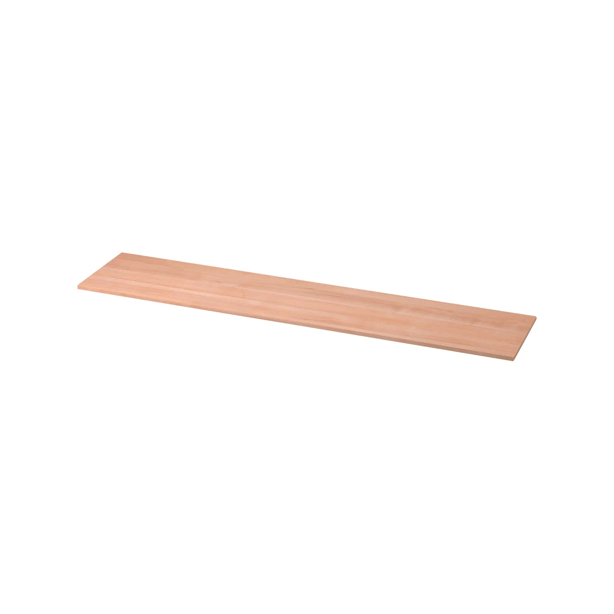 A long wooden board with rounded edges in light brown.