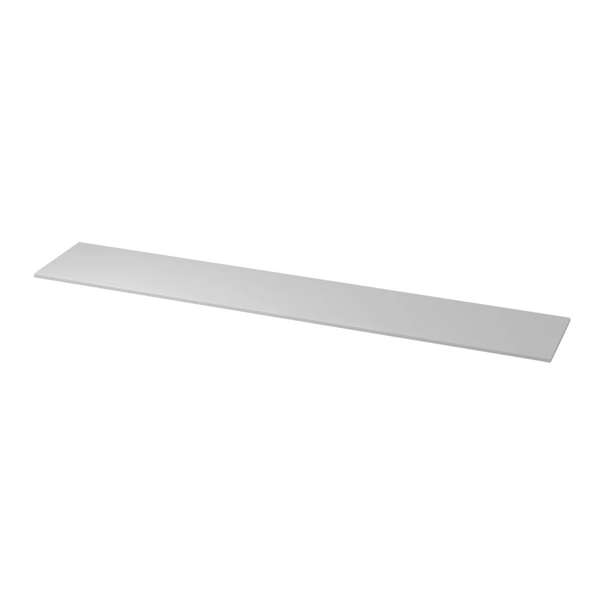 Gray, long, narrow rectangle. The shape is slightly angled, like a strip or board.