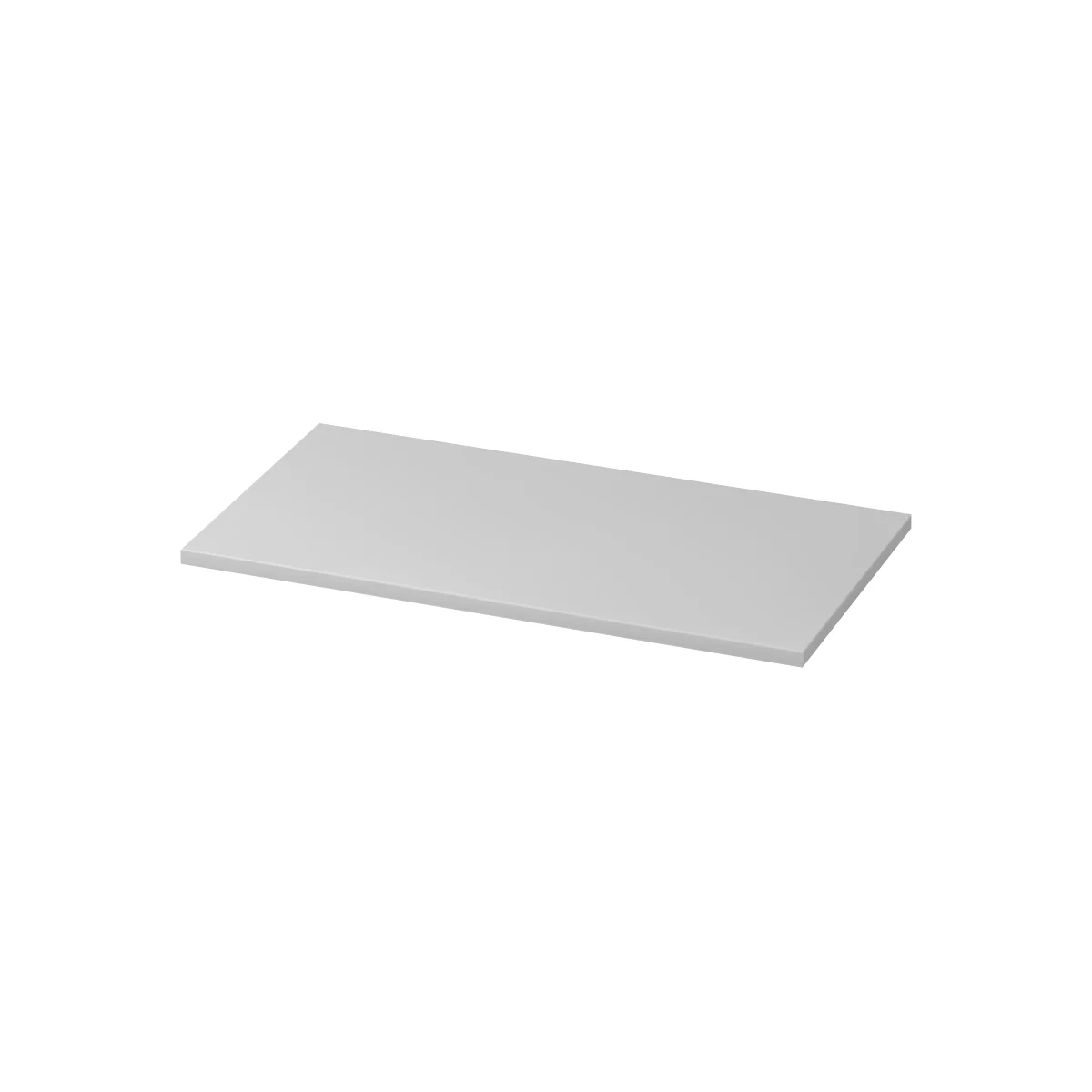 A grey rectangular plate. The top is flat, the edges are slightly rounded.