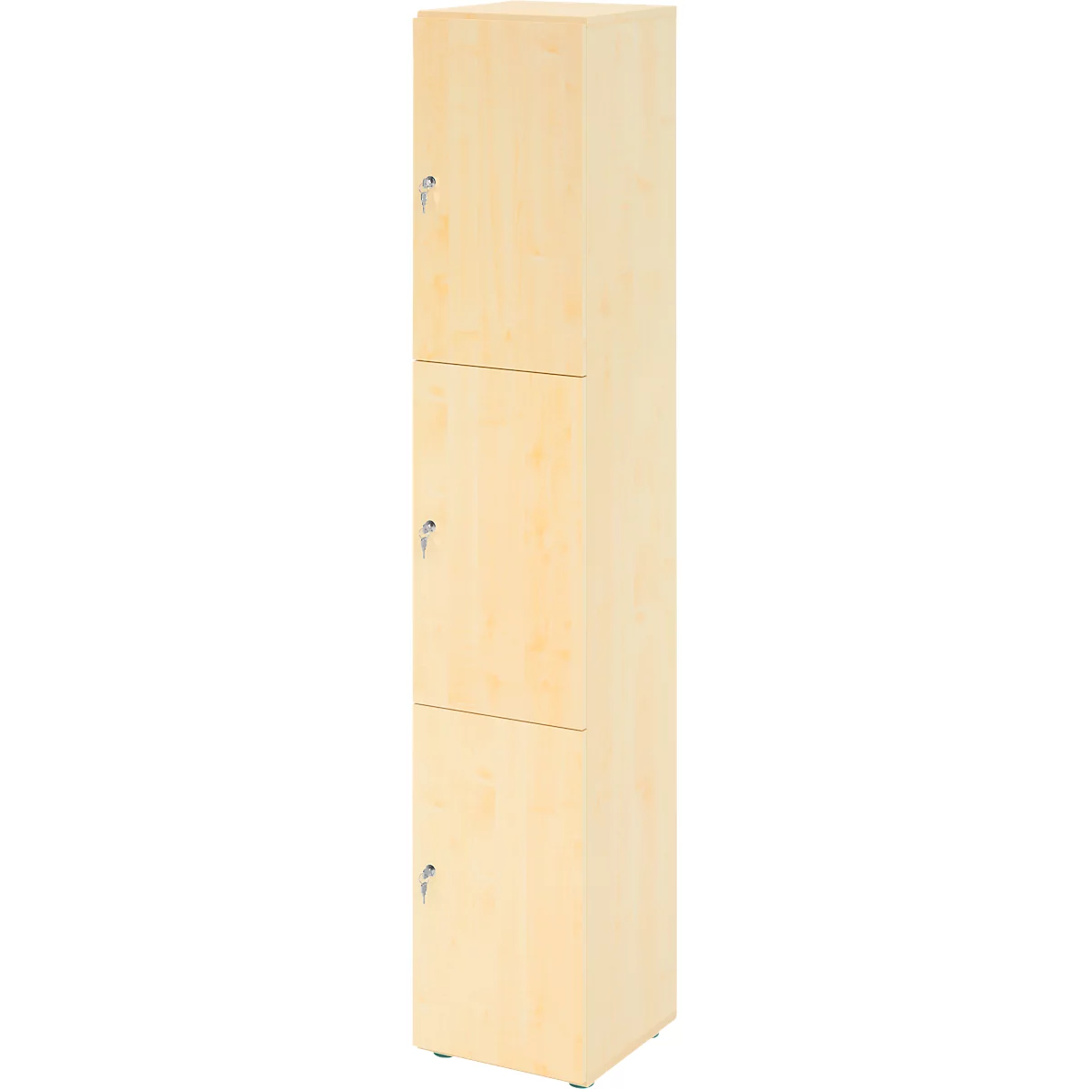 Topas Line lockerkast, 6 dossierhoogtes, 3 compartimenten, cilinderslot, B 400 x D 420 x H 2156 mm, esdoorn/mapulier