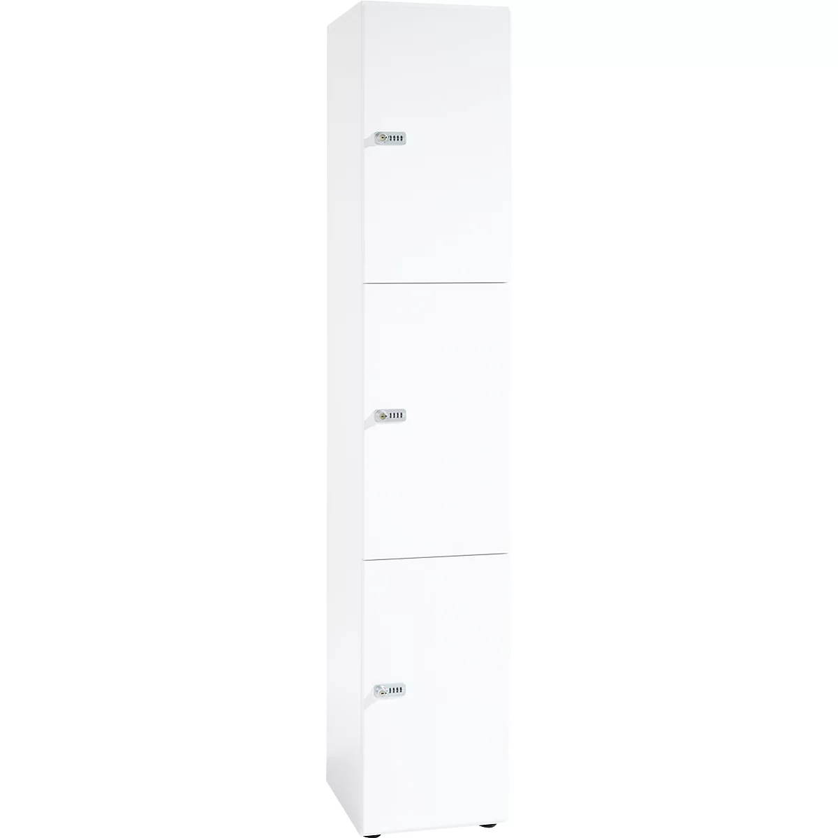 Topas Line lockerkast, 6 dossierhoogtes, 3 vakken, cilinderslot, B 400 x D 420 x H 2156 mm, wit/wit