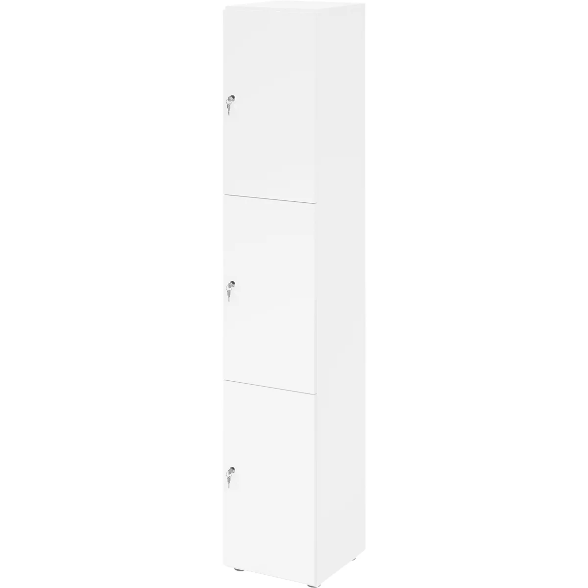 Topas Line lockerkast, 6 dossierhoogtes, 3 vakken, cilinderslot, B 400 x D 420 x H 2156 mm, wit/wit