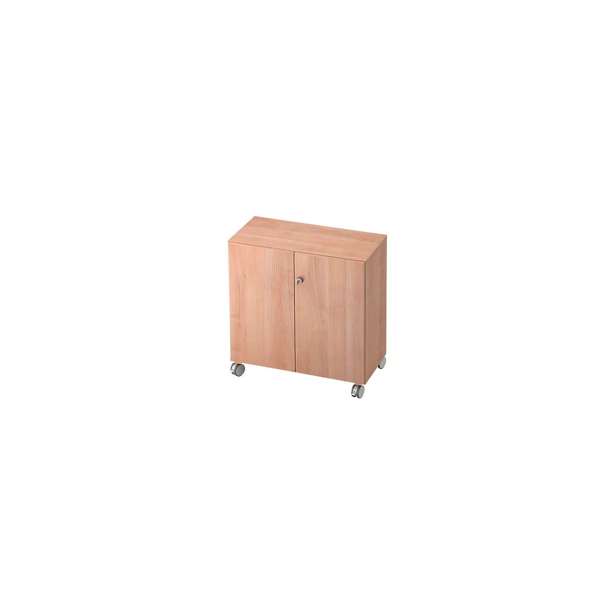 TOPAS LINE rolkast, 2 dossierhoogtes, afsluitbare deuren, notendecor/noten decor