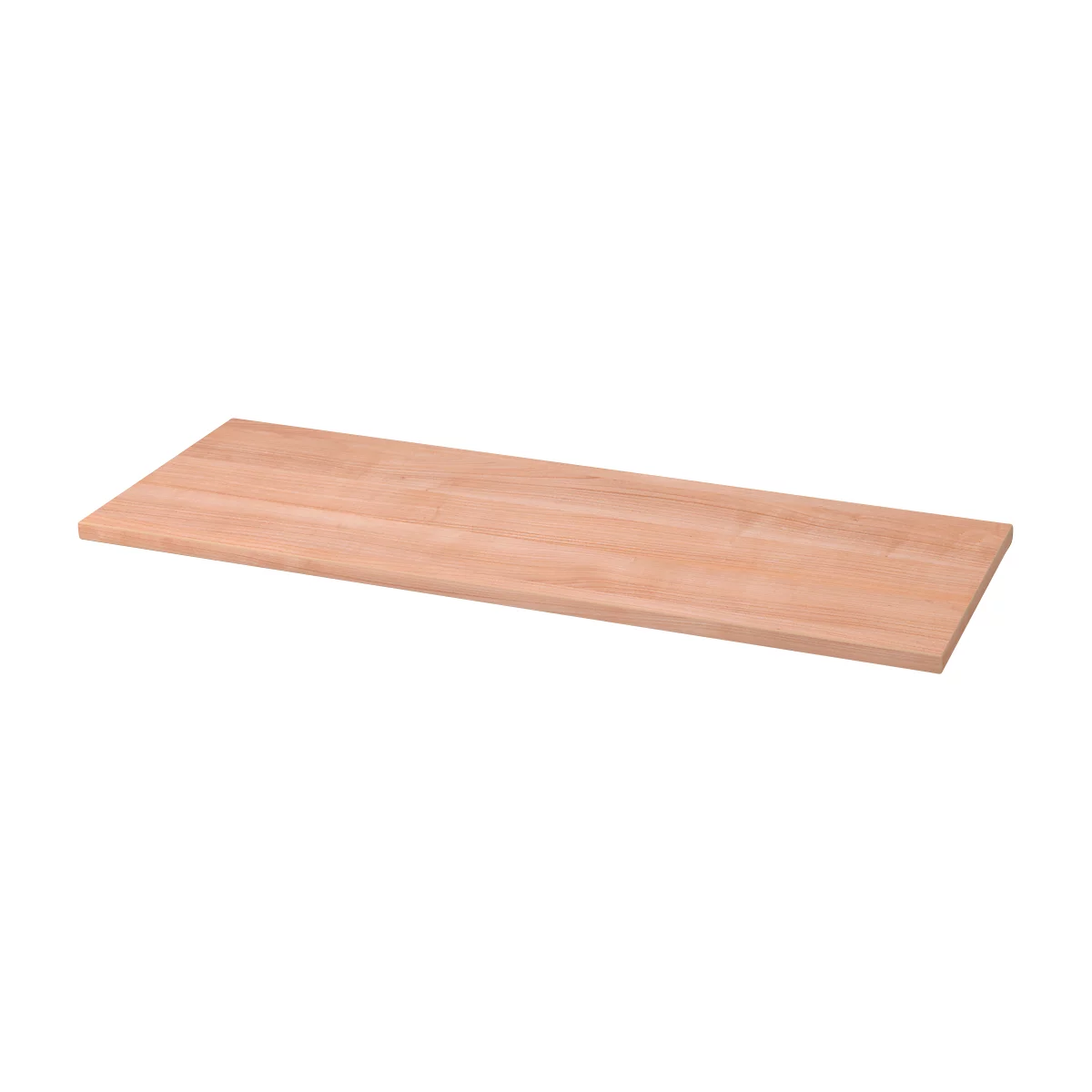 Wooden board, rectangular, light brown, with grain. Taken slightly diagonally from above.