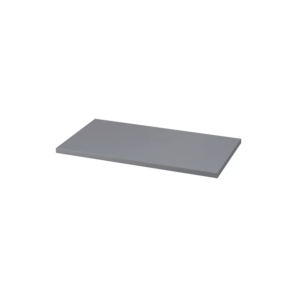 Gray, rectangular plate. The plate is monochrome and has a slightly raised edge.