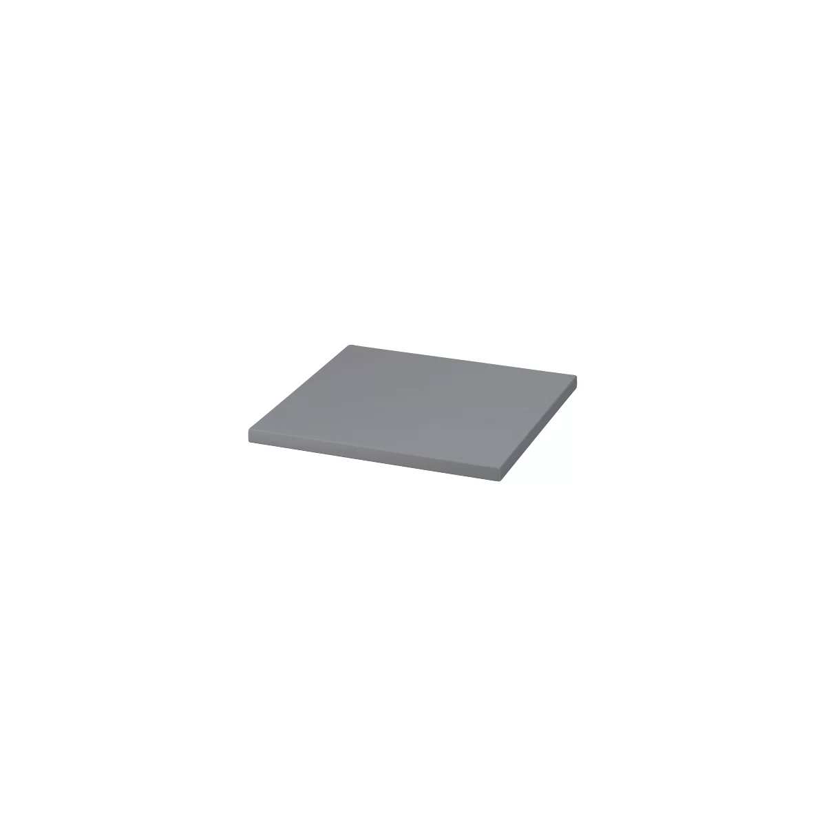 Grey, rectangular plate with slightly rounded edges.
