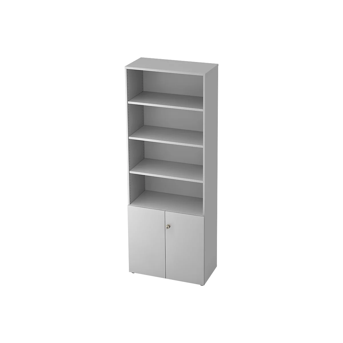 TOPAS LINE stellingkast, 4 OH legbord/2 OH deuren, lichtgrijs/lichtgrijs