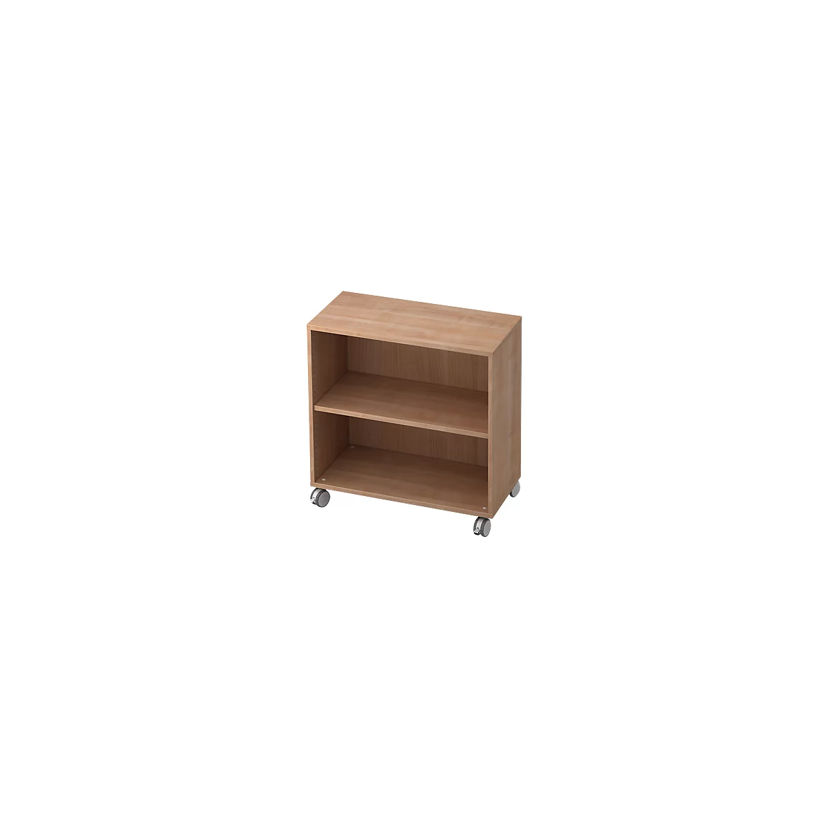 TOPAS LINE verrijdbare boekenkast, spaanplaat, 2 OH, B 800 x D 400 x H 820 mm, notenhoutendecor