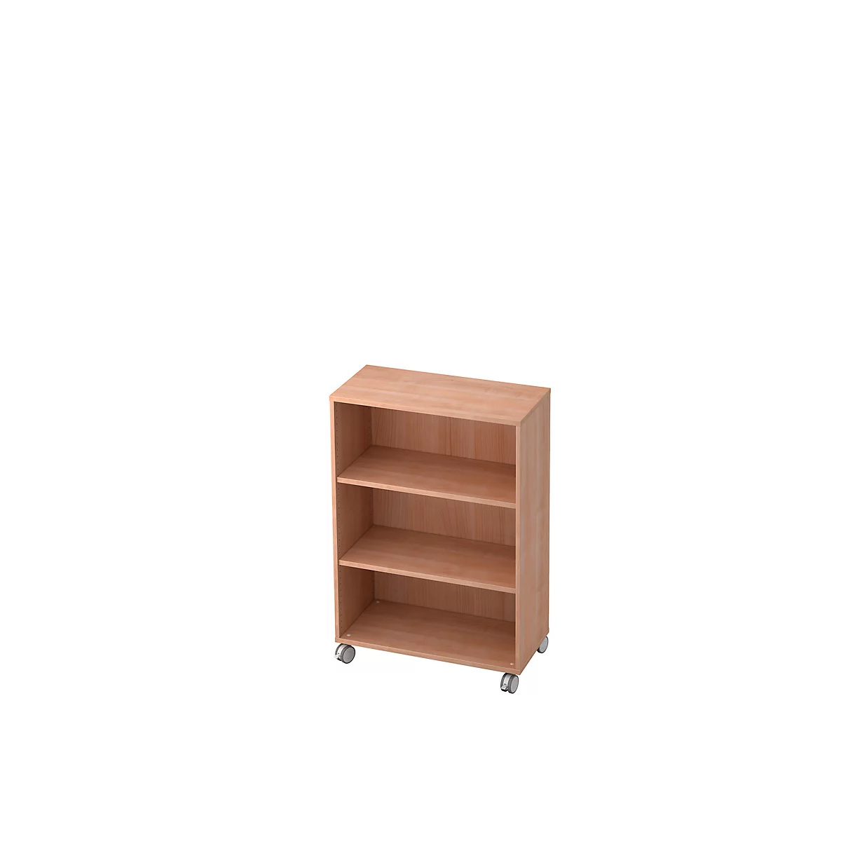 TOPAS LINE verrijdbare boekenkast, spaanplaat, 3 OH, B 800 x D 400 x H 1172 mm, walnootdecor