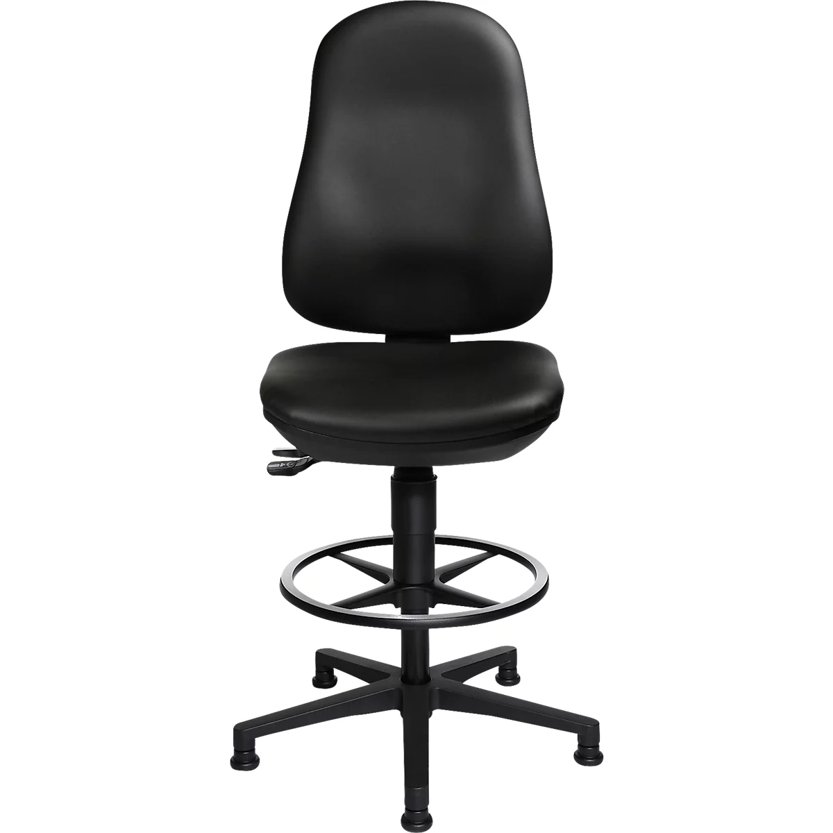 TOPSTAR Bürostuhl POINT 70 Counter, Fußring & Bodengleiter, Höhen- und neigungsverstellbar, Permanentkontakt, Lendenwirbelunterstützung, Kunstleder, schwarz