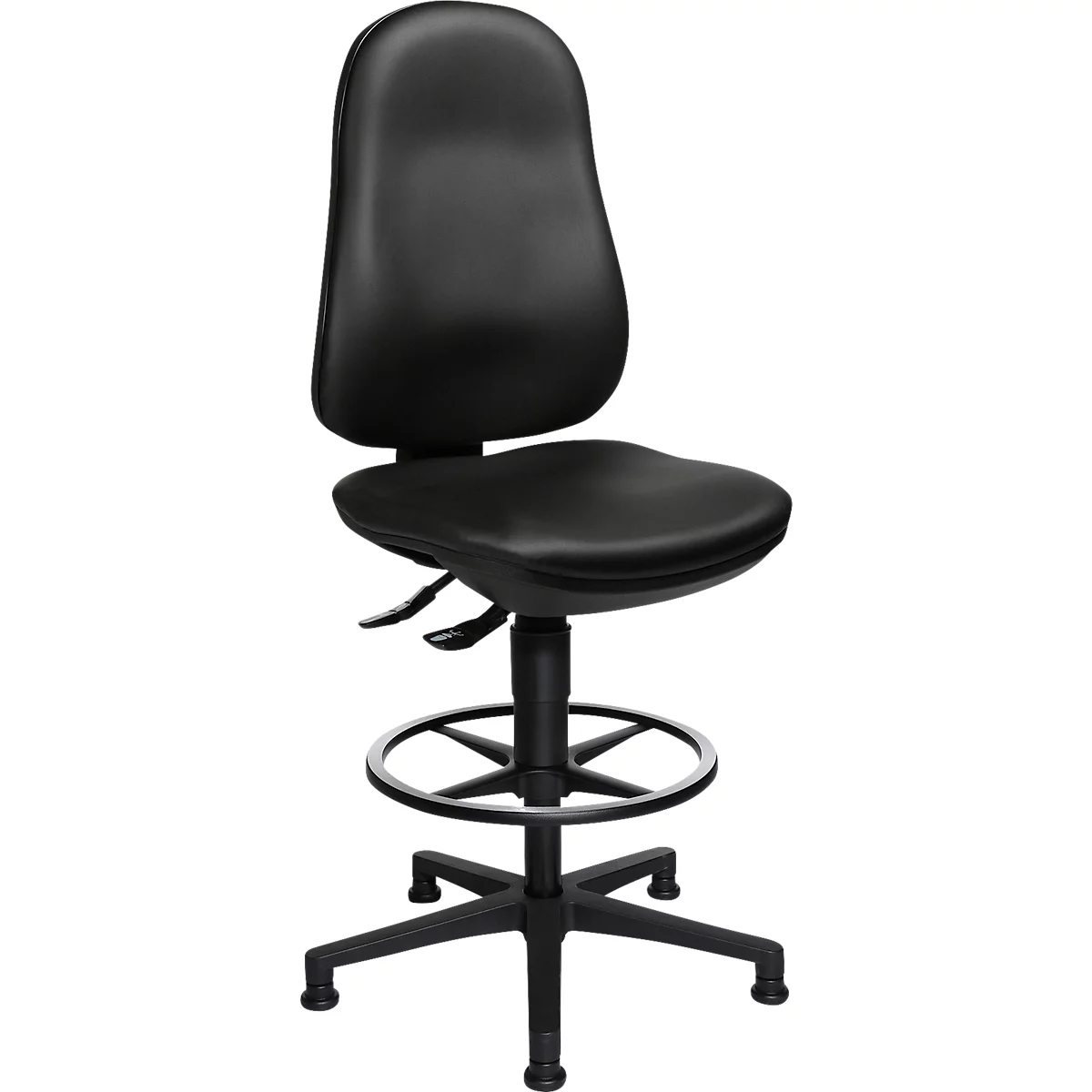 TOPSTAR Bürostuhl POINT 70 Counter, Fußring & Bodengleiter, Höhen- und neigungsverstellbar, Permanentkontakt, Lendenwirbelunterstützung, Kunstleder, schwarz