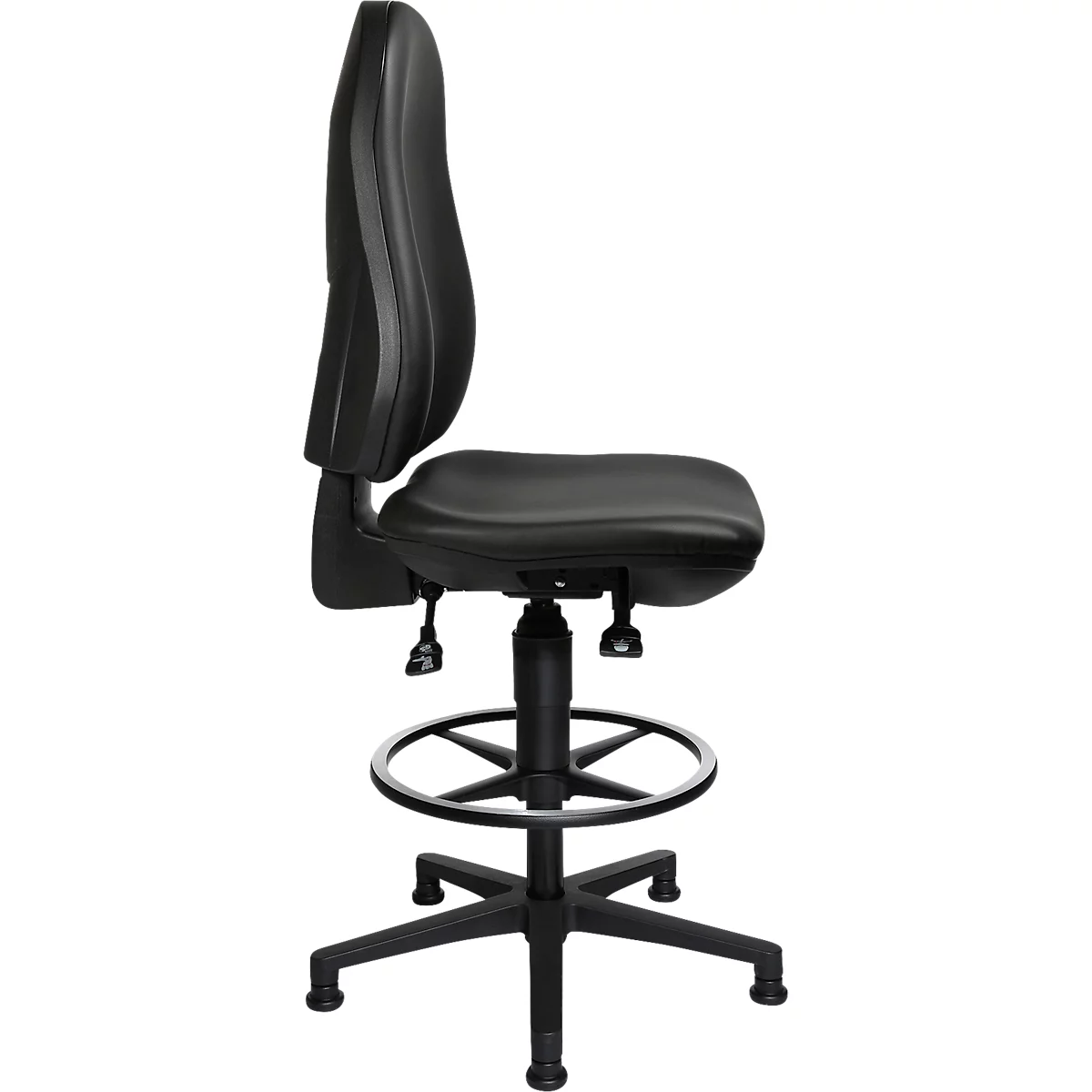 TOPSTAR Bürostuhl POINT 70 Counter, Fußring & Bodengleiter, Höhen- und neigungsverstellbar, Permanentkontakt, Lendenwirbelunterstützung, Kunstleder, schwarz