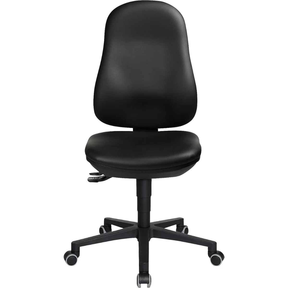 TOPSTAR Bürostuhl POINT 70, Hartbodenrollen, Höhen- und neigungsverstellbar, Permanentkontakt, Lendenwirbelunterstützung, Kunstleder, schwarz