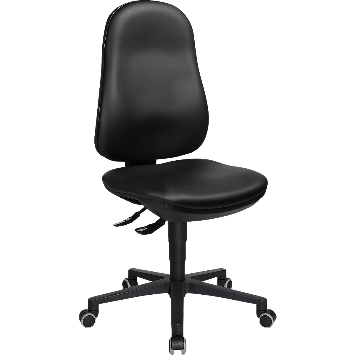 TOPSTAR Bürostuhl POINT 70, Hartbodenrollen, Höhen- und neigungsverstellbar, Permanentkontakt, Lendenwirbelunterstützung, Kunstleder, schwarz
