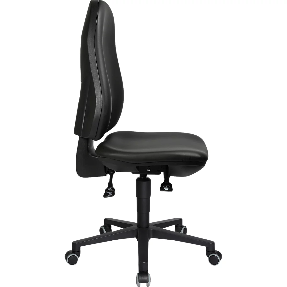 TOPSTAR Bürostuhl POINT 70, Hartbodenrollen, Höhen- und neigungsverstellbar, Permanentkontakt, Lendenwirbelunterstützung, Kunstleder, schwarz