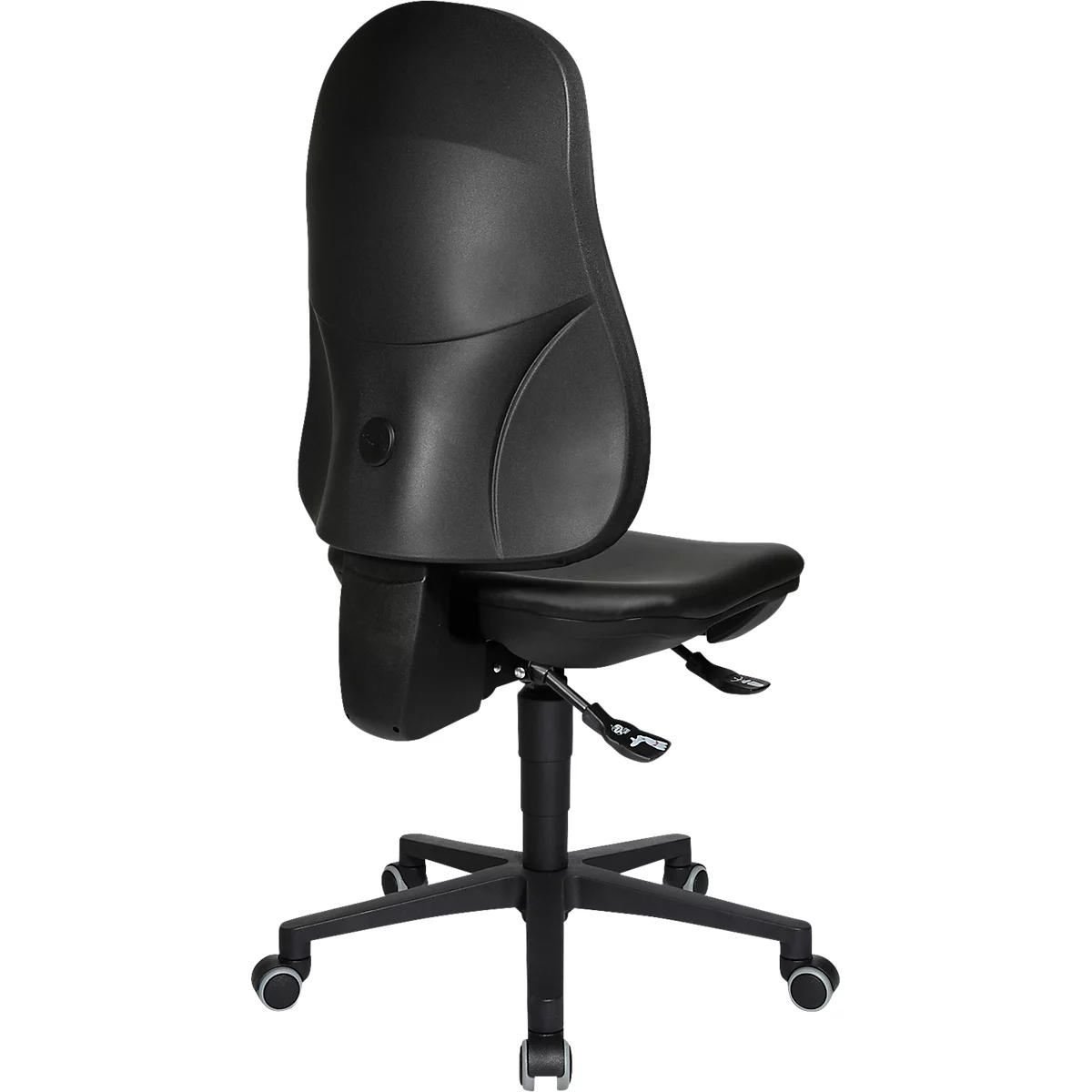 TOPSTAR Bürostuhl POINT 70, Hartbodenrollen, Höhen- und neigungsverstellbar, Permanentkontakt, Lendenwirbelunterstützung, Kunstleder, schwarz