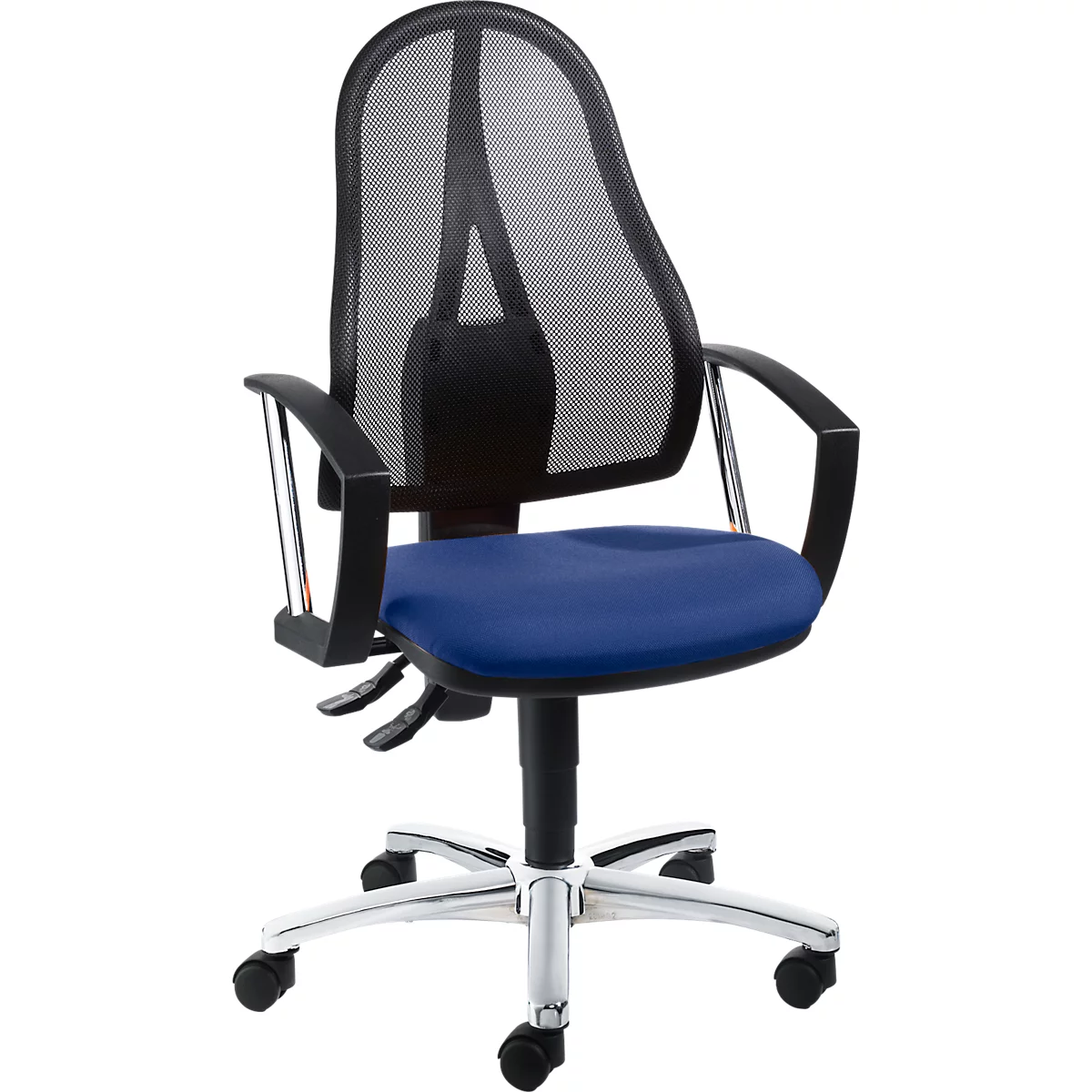 Topstar Bürostuhl Point Net, Permanentkontakt, m. Armlehnen, verstellbarer Netzrücken, blau