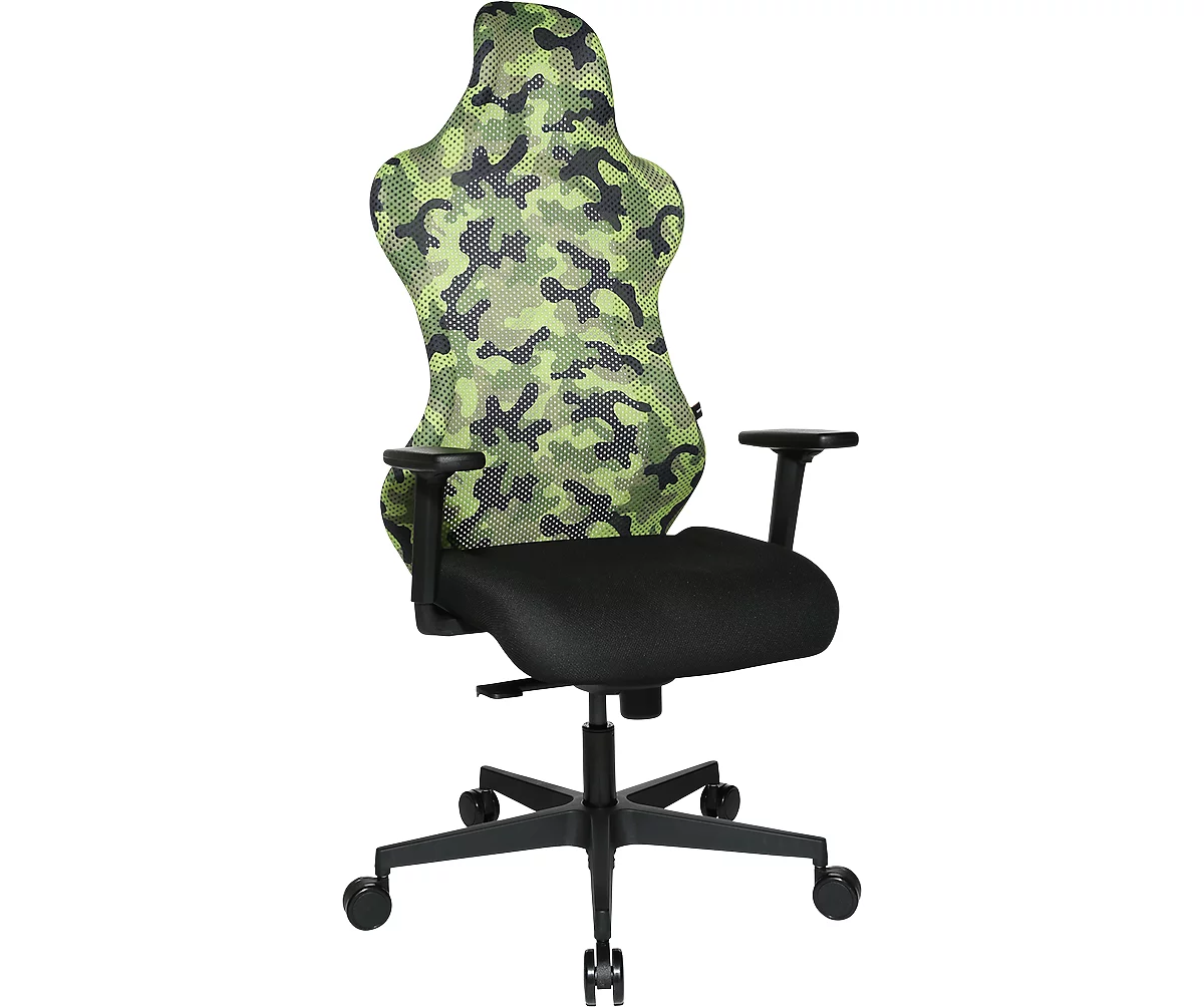Topstar Bürostuhl Sitness RS Sport Camouflage, mit Armlehnen, 3D-Synchronmechanik, Muldensitz, Kopfstütze, grün/schwarz