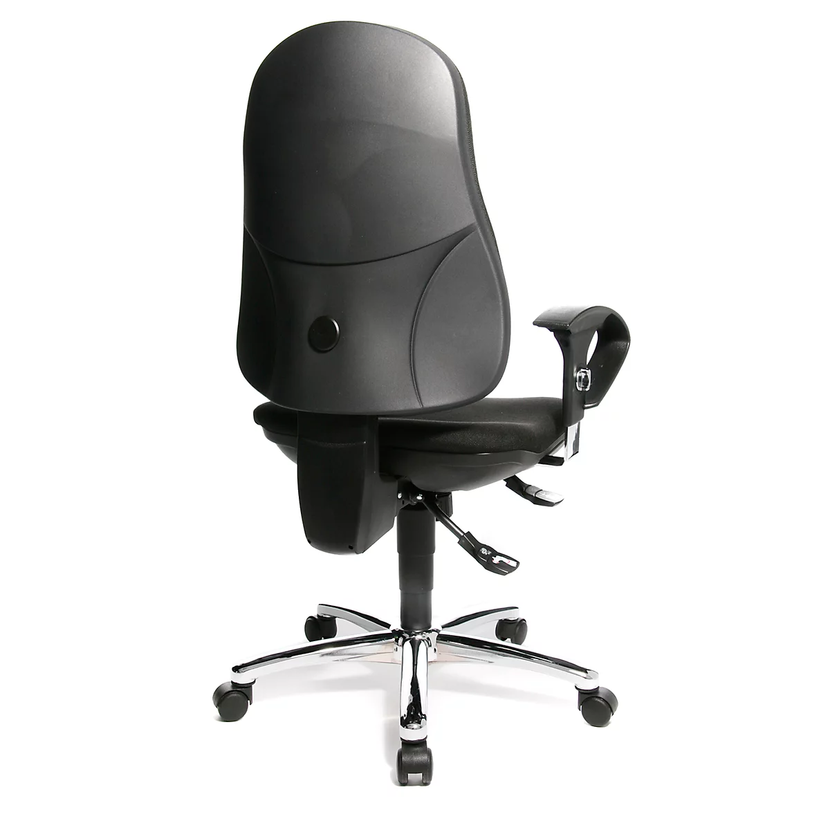 Topstar Bürostuhl Support® Synchro Deluxe, mit Armlehnen, Synchronmechanik, Bandscheibensitz, ergonomische Rückenlehne, schwarz/chromsilber