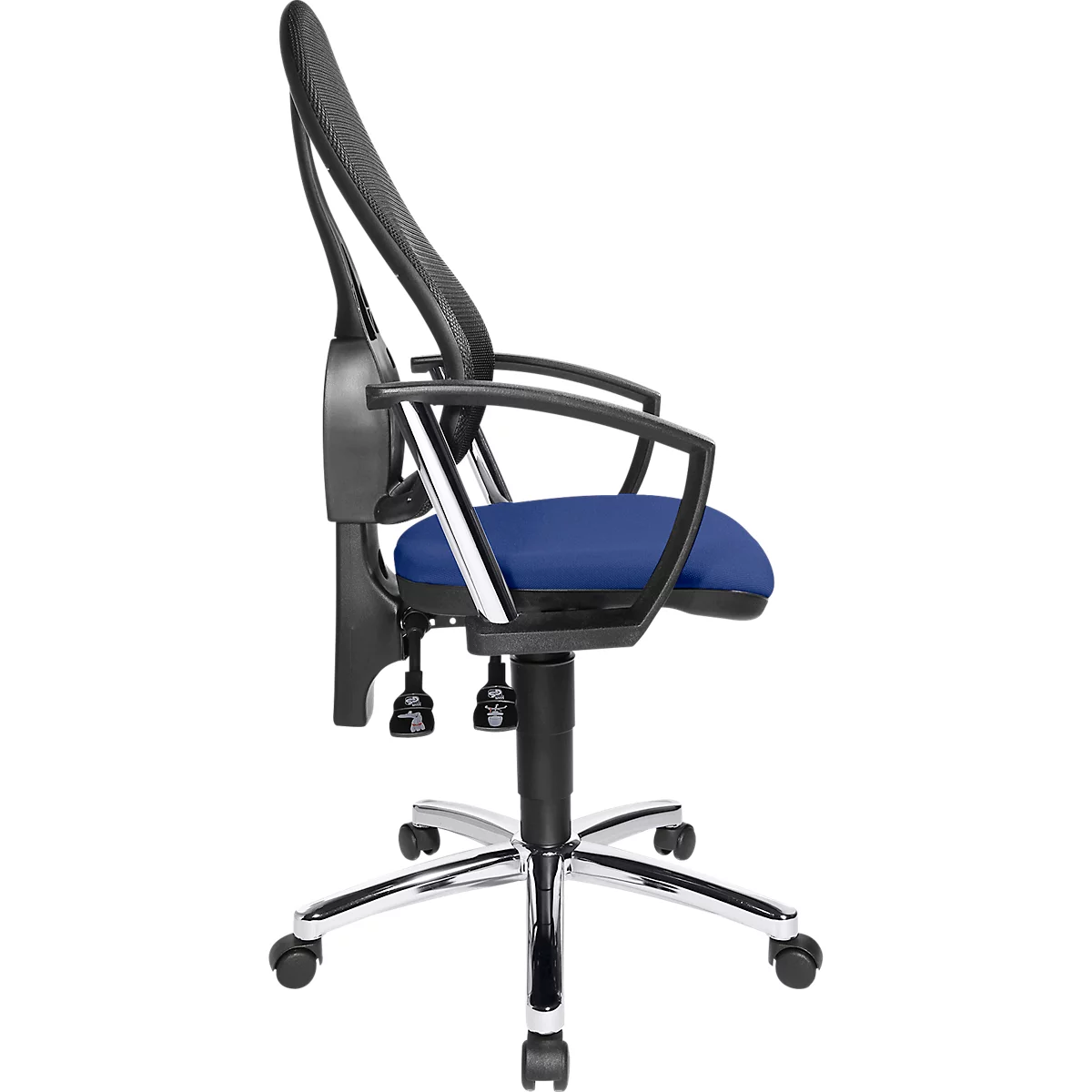 Topstar bureaustoel Point Net, permanent contact, met armleuningen, verstelbare gazen rugleuning, blauw