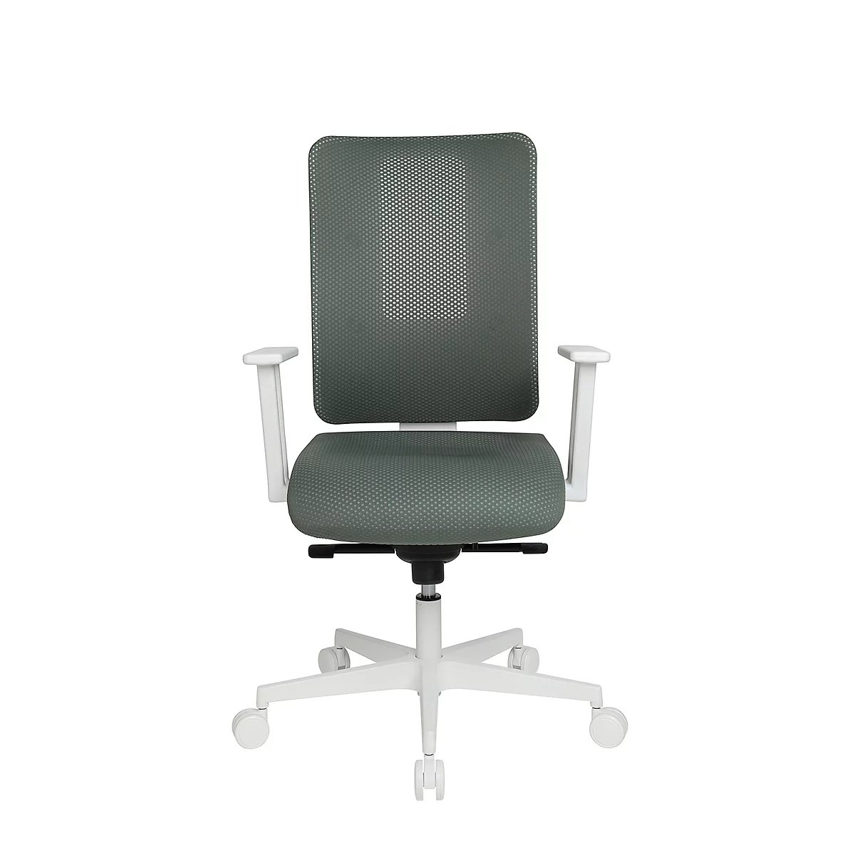 Topstar bureaustoel Sitness Life 50, met armleuningen, 3D-synchroonmechanisme, holle zit, netrugleuning, grijsgroen/wit