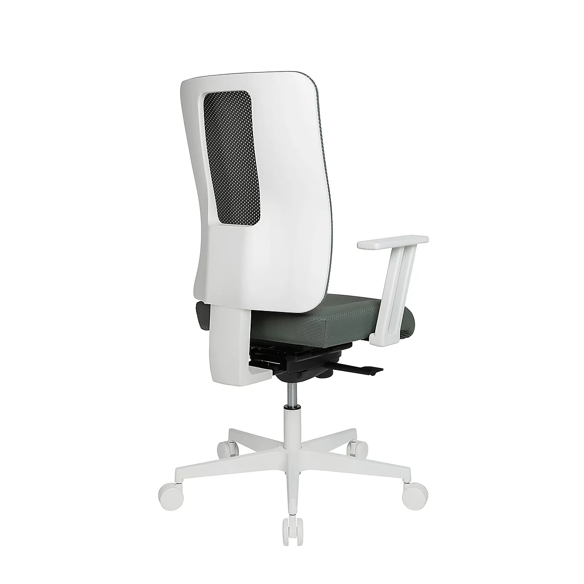 Topstar bureaustoel Sitness Life 50, met armleuningen, 3D-synchroonmechanisme, holle zit, netrugleuning, grijsgroen/wit