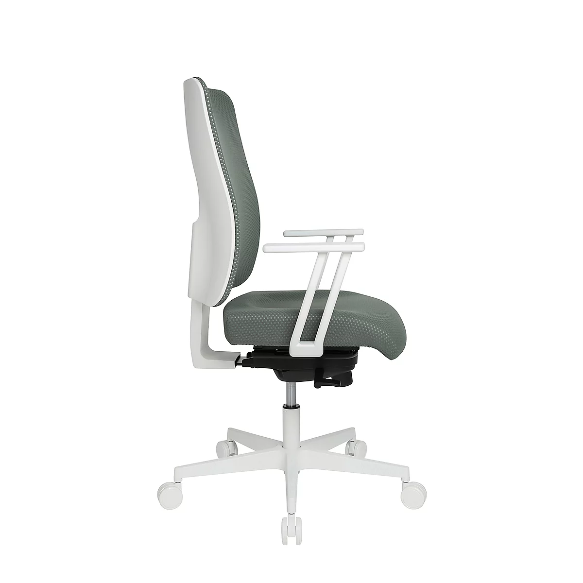 Topstar bureaustoel Sitness Life 50, met armleuningen, 3D-synchroonmechanisme, holle zit, netrugleuning, grijsgroen/wit