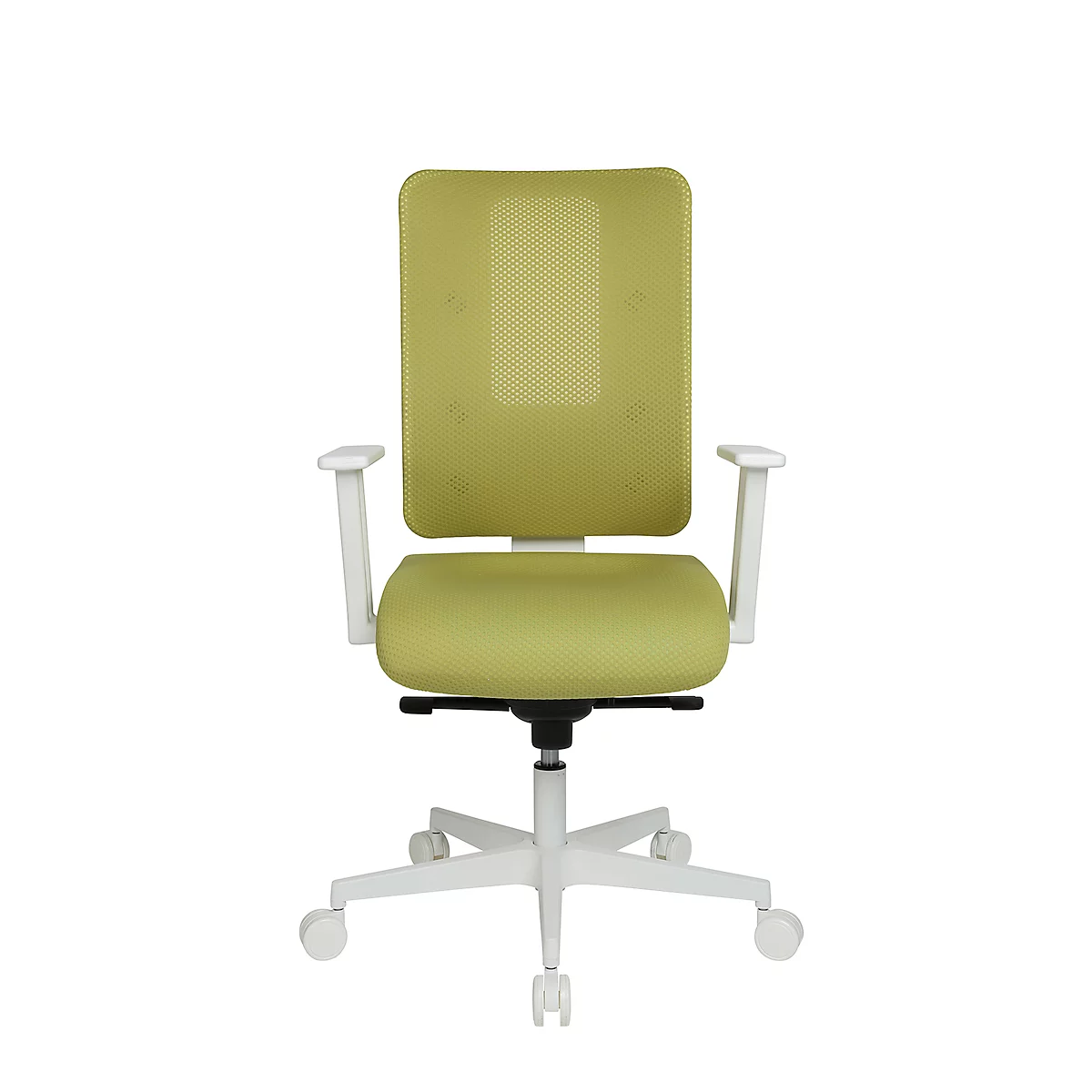 Topstar bureaustoel Sitness Life 50, met armleuningen, 3D-synchroonmechanisme, holle zit, netrugleuning, mosterd groen/wit