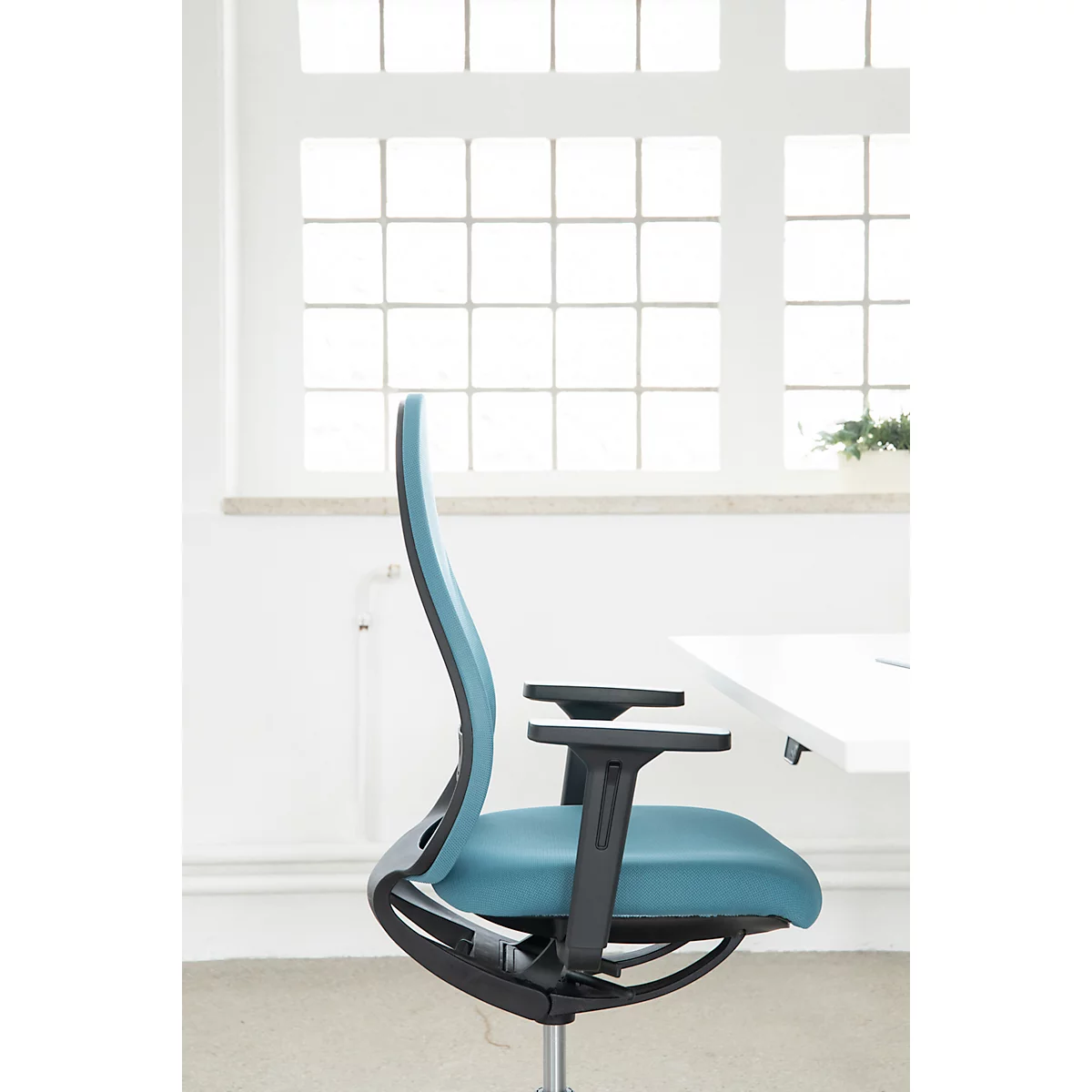 Topstar bureaustoel Soft Sitness Art, auto-synchroon mechanisme, met armleuningen, netrugleuning, speciale voorgevormde zitting, blauw