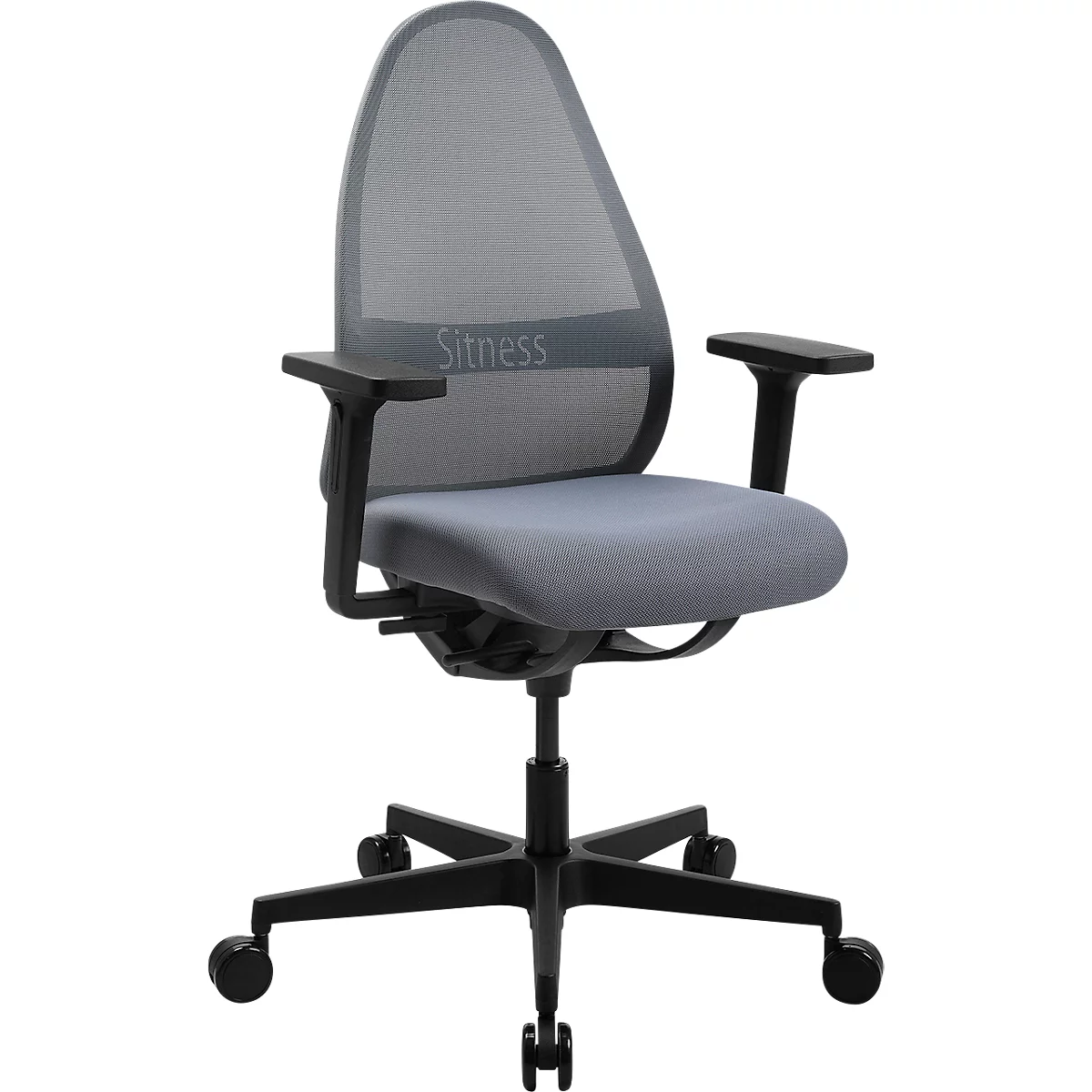 Topstar bureaustoel Soft Sitness Art, auto-synchroon mechanisme, met armleuningen, netrugleuning, speciale voorgevormde zitting, grijs