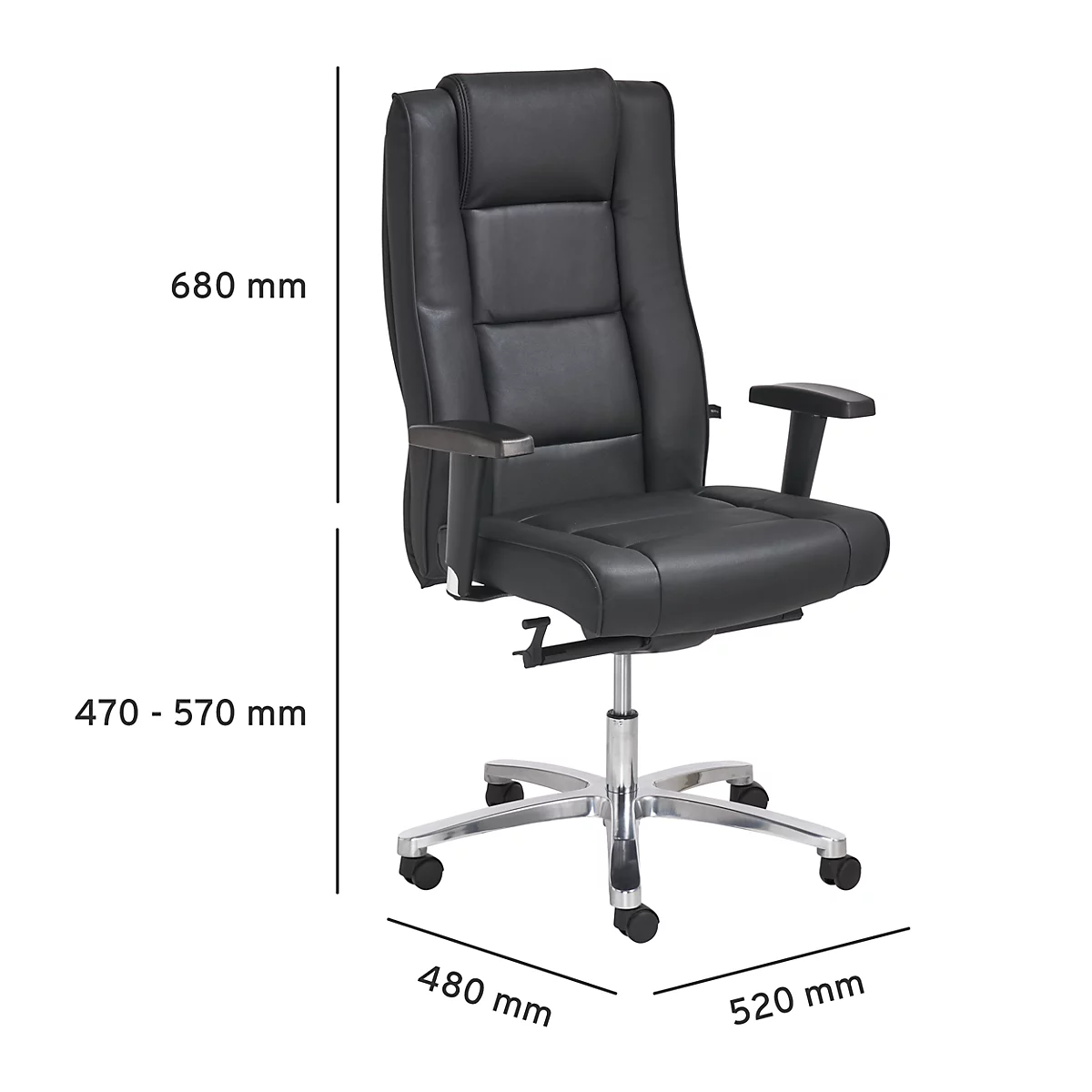 Topstar Chefsessel Sitness Director, mit Armlehnen, 3D-Synchronmechanik, Flachsitz, Echtleder, schwarz