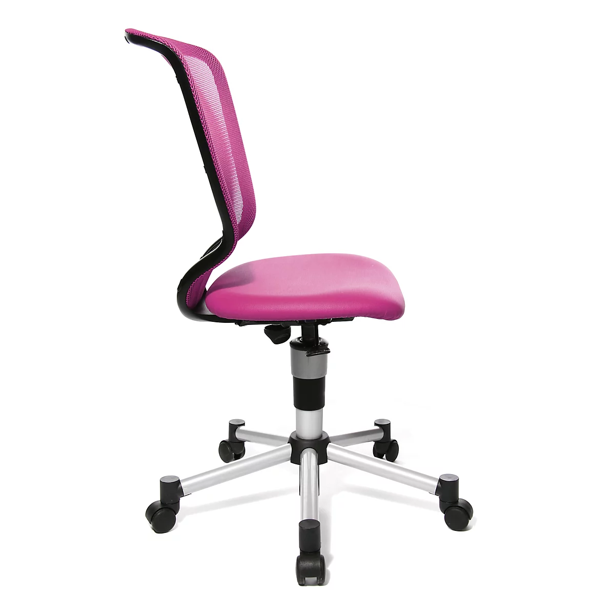 Topstar kinderdraaistoel Titan Junior, zonder armleuningen, voorgevormde zitting, netrugleuning, , met alu kruisvoet, roze