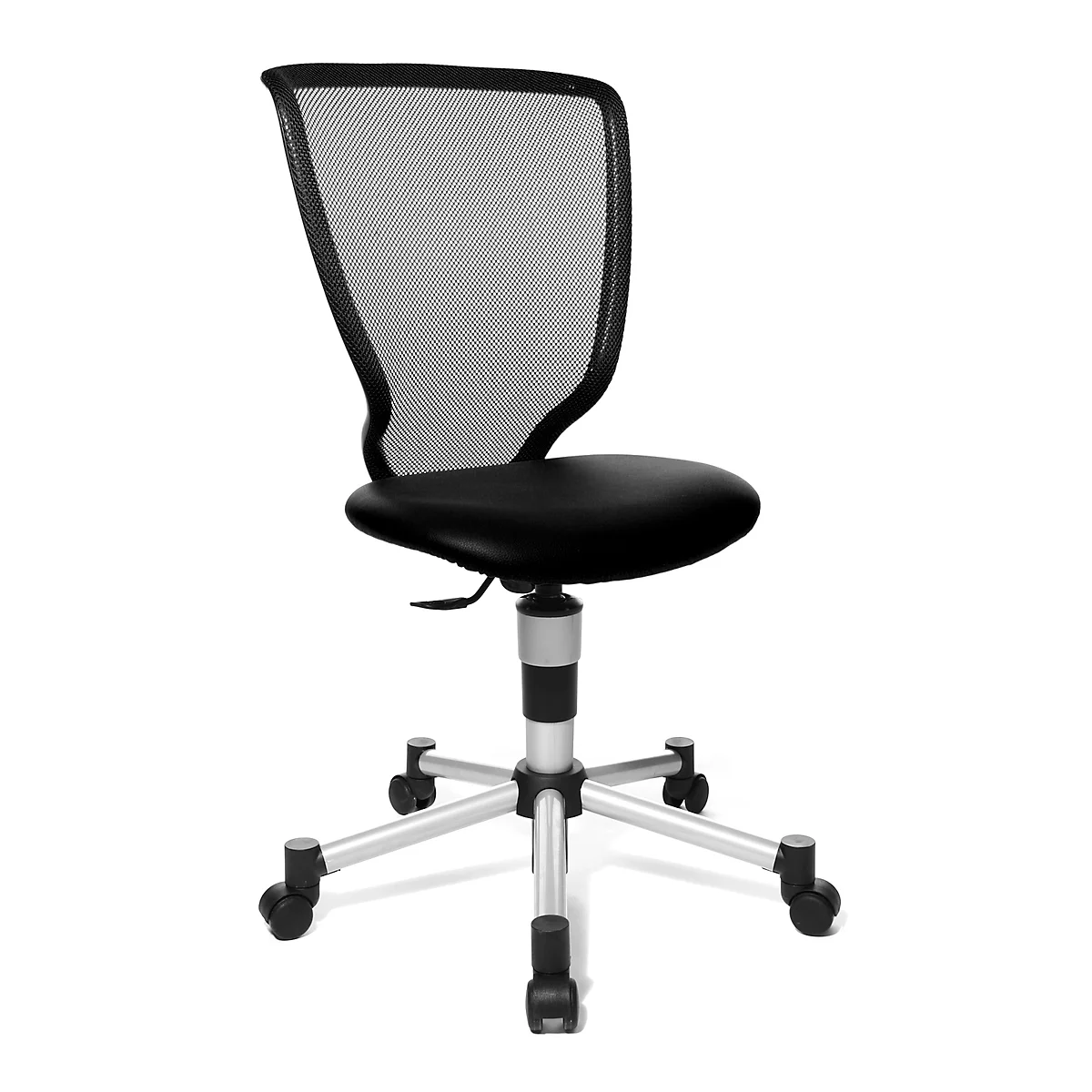 Topstar kinderdraaistoel Titan Junior, zonder armleuningen, voorgevormde zitting, netrugleuning, , met alu kruisvoet, zwart