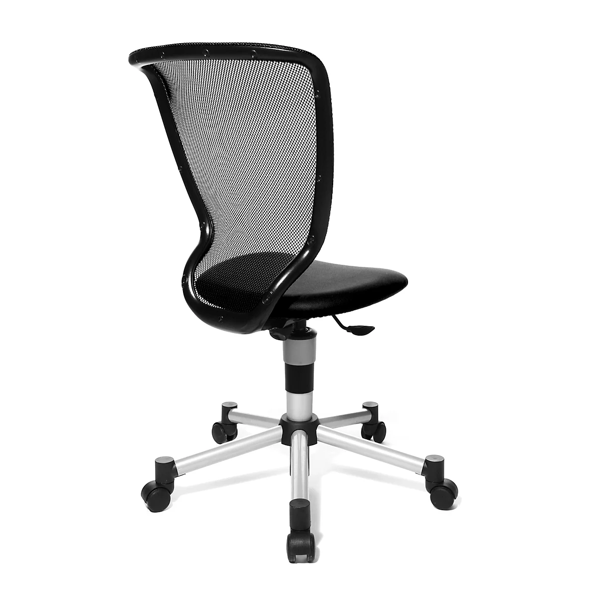 Topstar kinderdraaistoel Titan Junior, zonder armleuningen, voorgevormde zitting, netrugleuning, , met alu kruisvoet, zwart