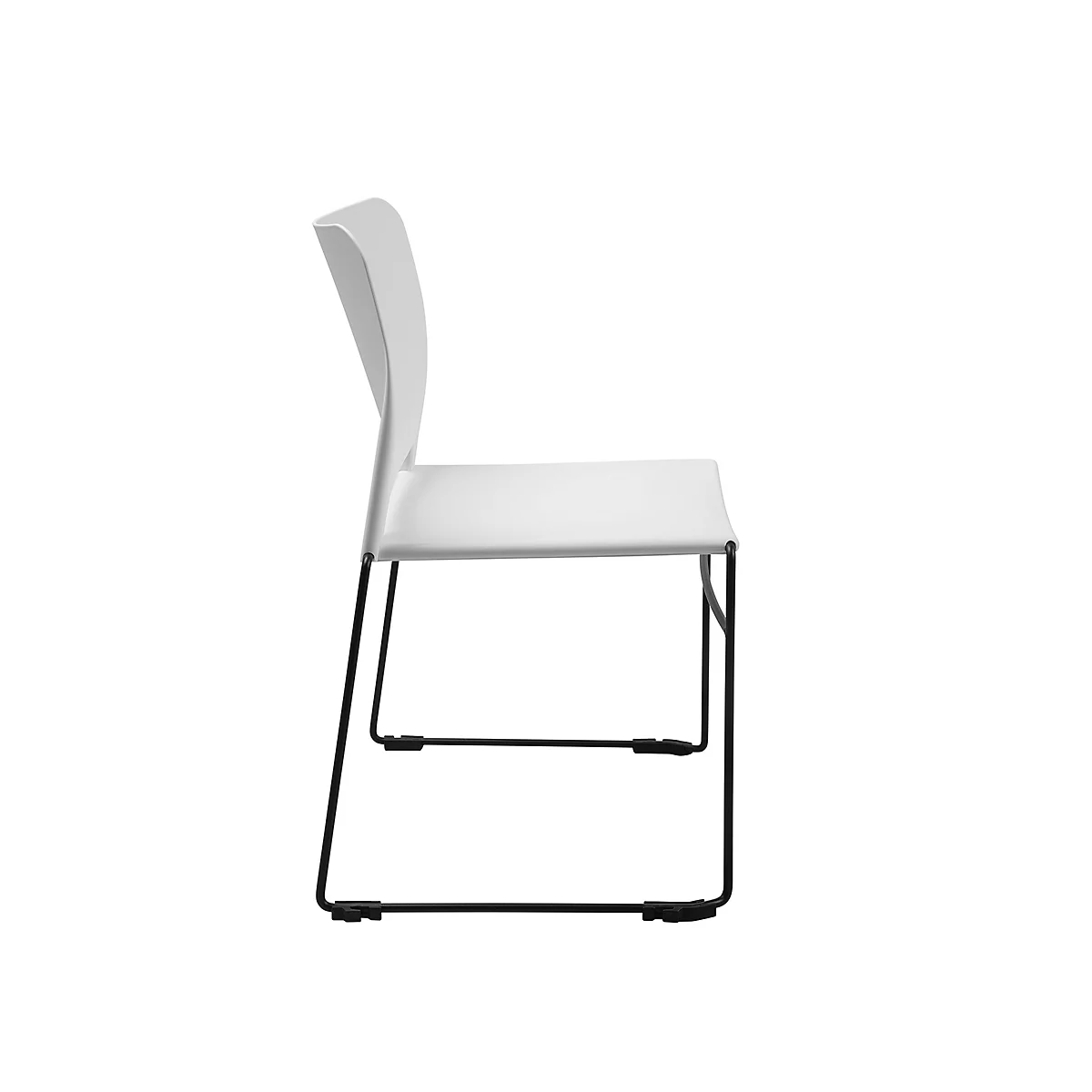 Chaise blanche avec cadre noir. Vue de côté.