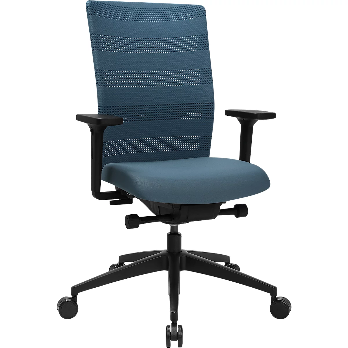 Topstar Sitness AirWork bureaustoel, met armleuningen, 3D auto-synchroon mechanisme, voorgevormde zitting, netrugleuning, petrol/zwart