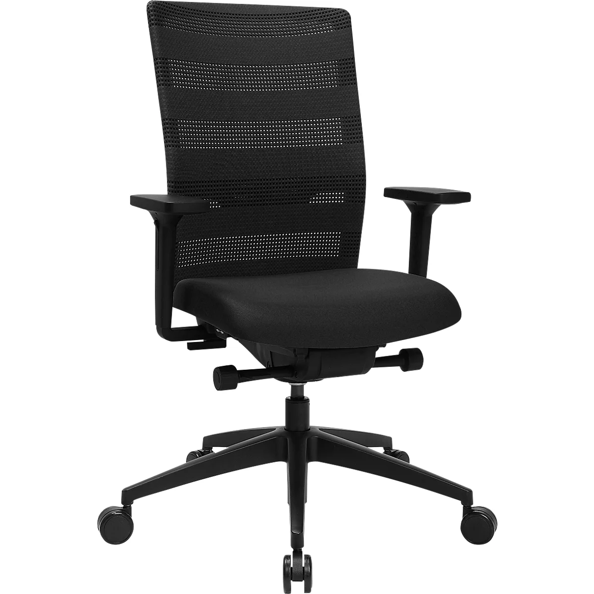 Topstar Sitness AirWork bureaustoel, met armleuningen, 3D auto-synchroon mechanisme, voorgevormde zitting, netrugleuning, zwart