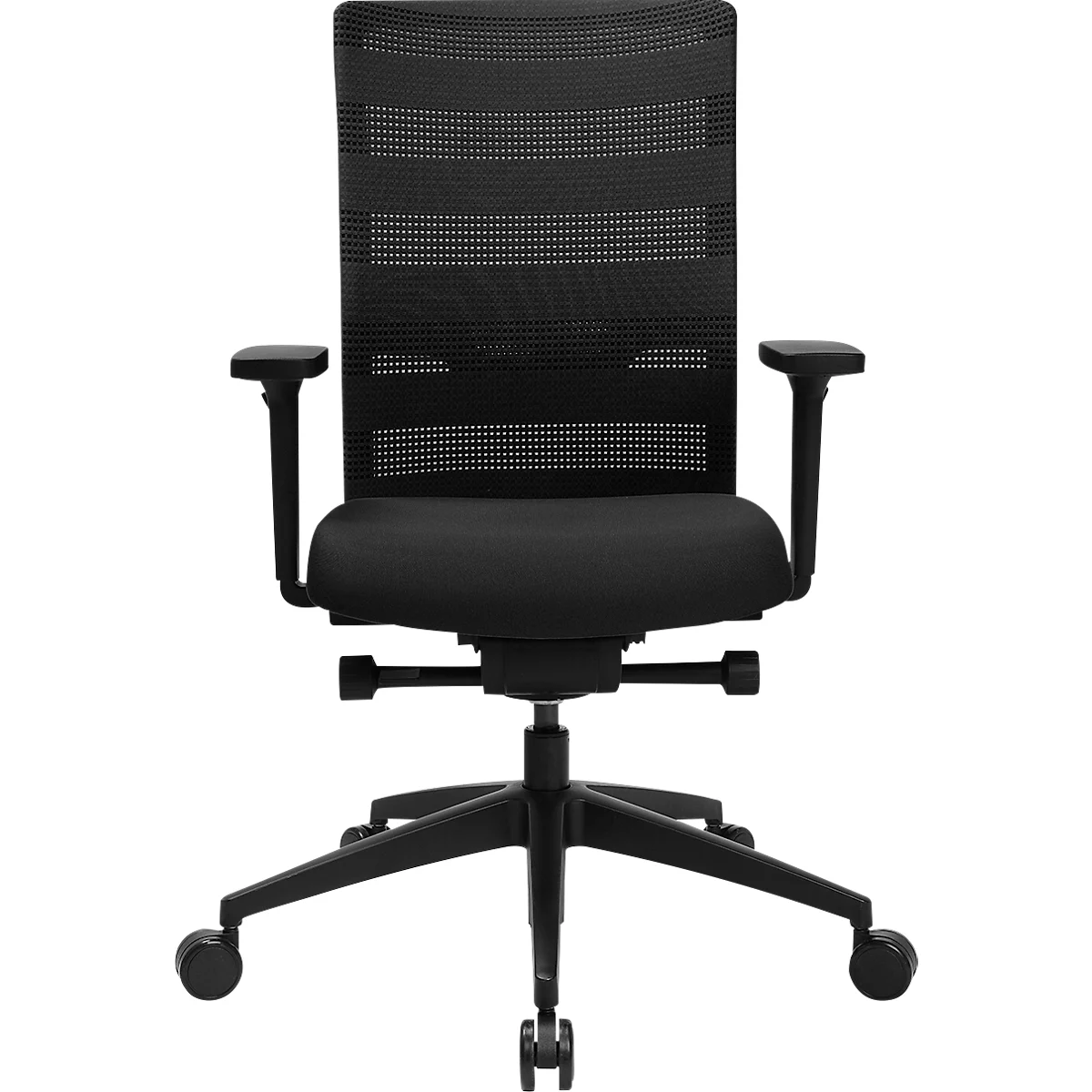 Topstar Sitness AirWork bureaustoel, met armleuningen, 3D auto-synchroon mechanisme, voorgevormde zitting, netrugleuning, zwart