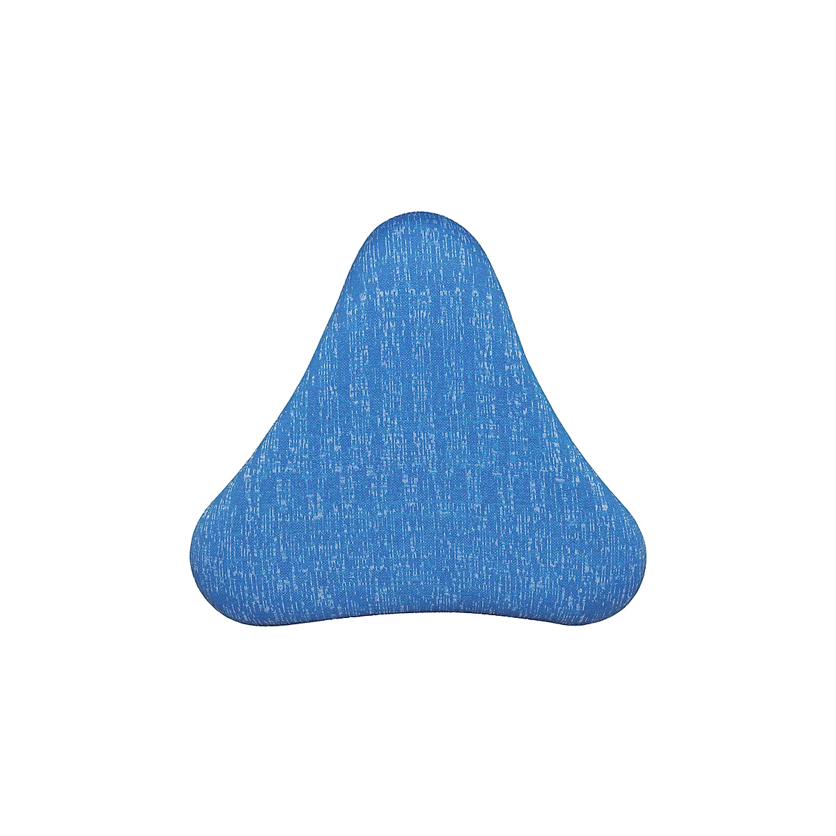 Blue ergonomic pillow on a white background. It has a triangular shape with rounded corners.